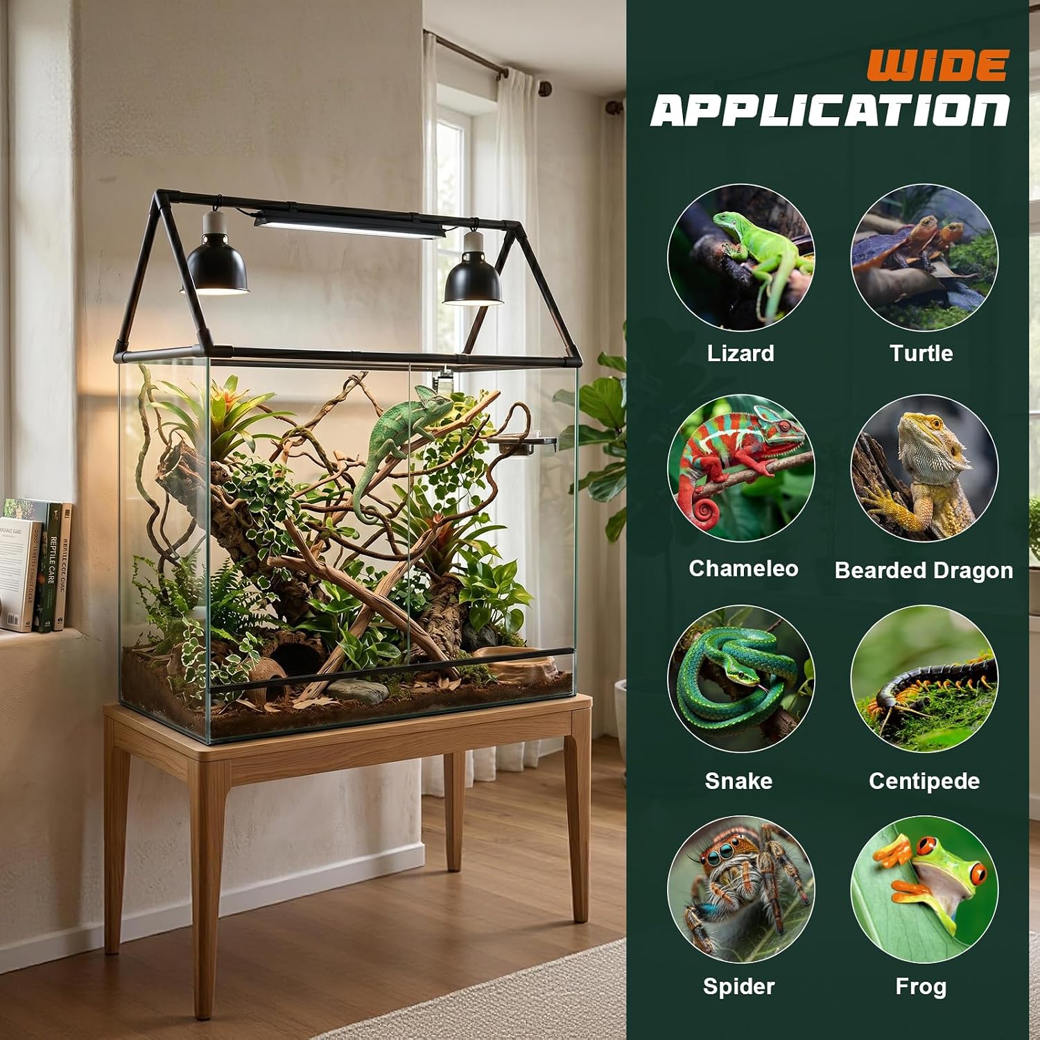 MECESOR Adjustable Reptile Lamp Stand - Triangular Reptile Light Stand with 3 Lengths for Terrariums,Heat Lamp Stand for Reptiles Tank,Stable & Space-Saving 18.5-47.2 in - Image 8