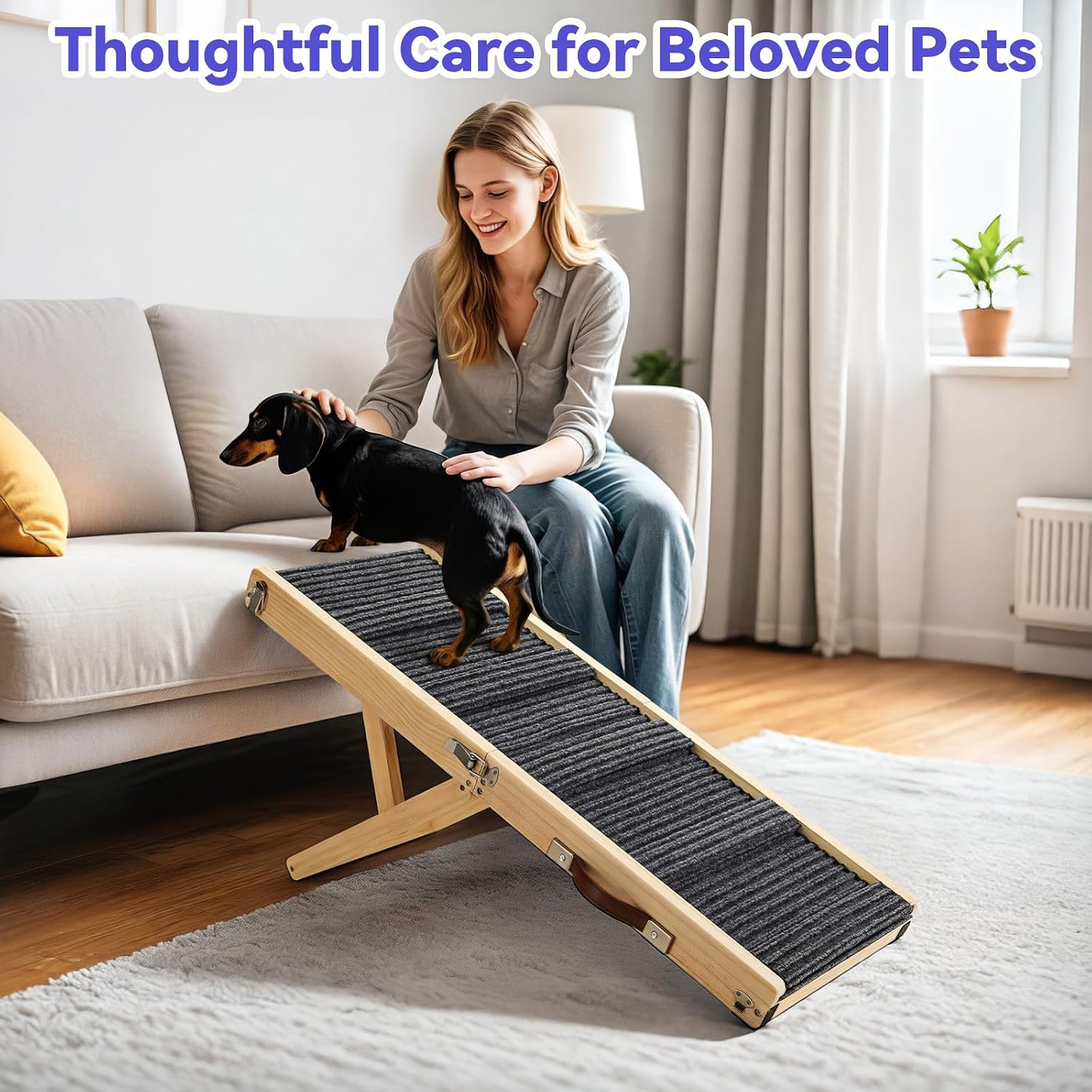 2026 Upgraded Dog Ramp for Couch, Foldable Small Dog Ramp for Sofa, 5 Adjustable Height from 9.8" to 20.5", Portable Stable Pet Steps with Non-Slip Pad, Pet Ramps Use for Sofa Couch Stairs - Image 8