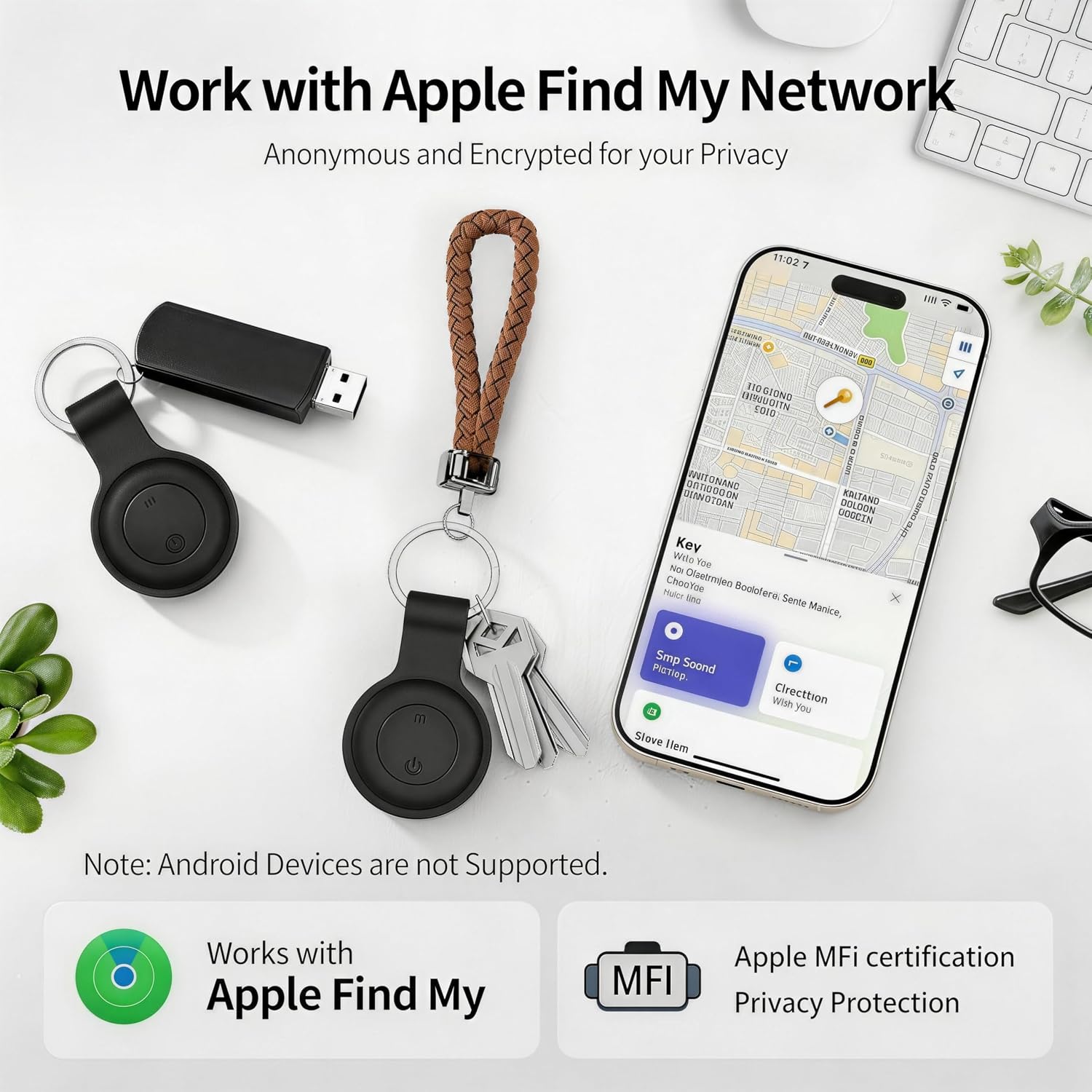 GPS Tracker for Dogs, Smart Collar with Real-Time Location - Pet Location Tracker with Holder, No Monthly Fee/No SIM Card, Works with iOS Find My【Apple MFi Certified】 , Ultra-Slim, IP68 Waterproof - Image 8