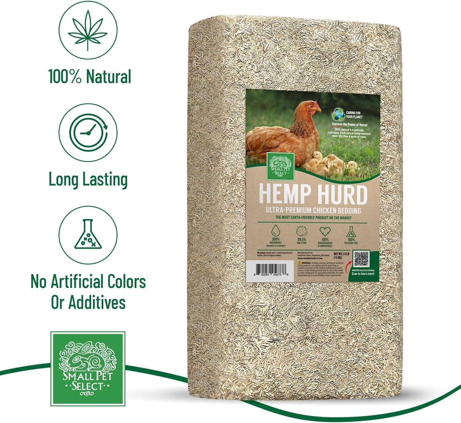 Small Pet Select Hemp HURD Chicken Coop Bedding, Odor Control, 18 lb | Ultra-Premium Biodegradable Bedding, Eco-Friendly Odor Control, Low Dust, For Chicken Coops, Runs & Brooders - Image 3