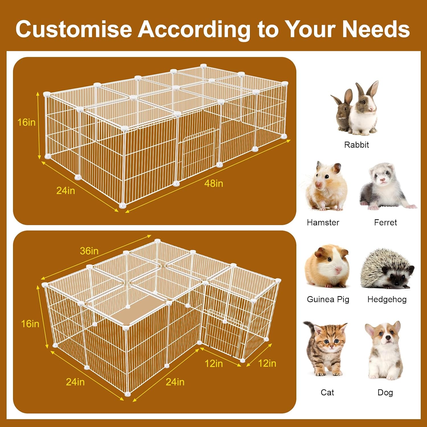 VISCOO 20 Panels Small Animal Playpen, Pet Playpen, C&C Cage for Guinea Pigs, Rabbit/Bunny Cage, Puppy Play Pen, Indoor Outdoor Portable Metal Wire Yard Fence(White) - Image 2