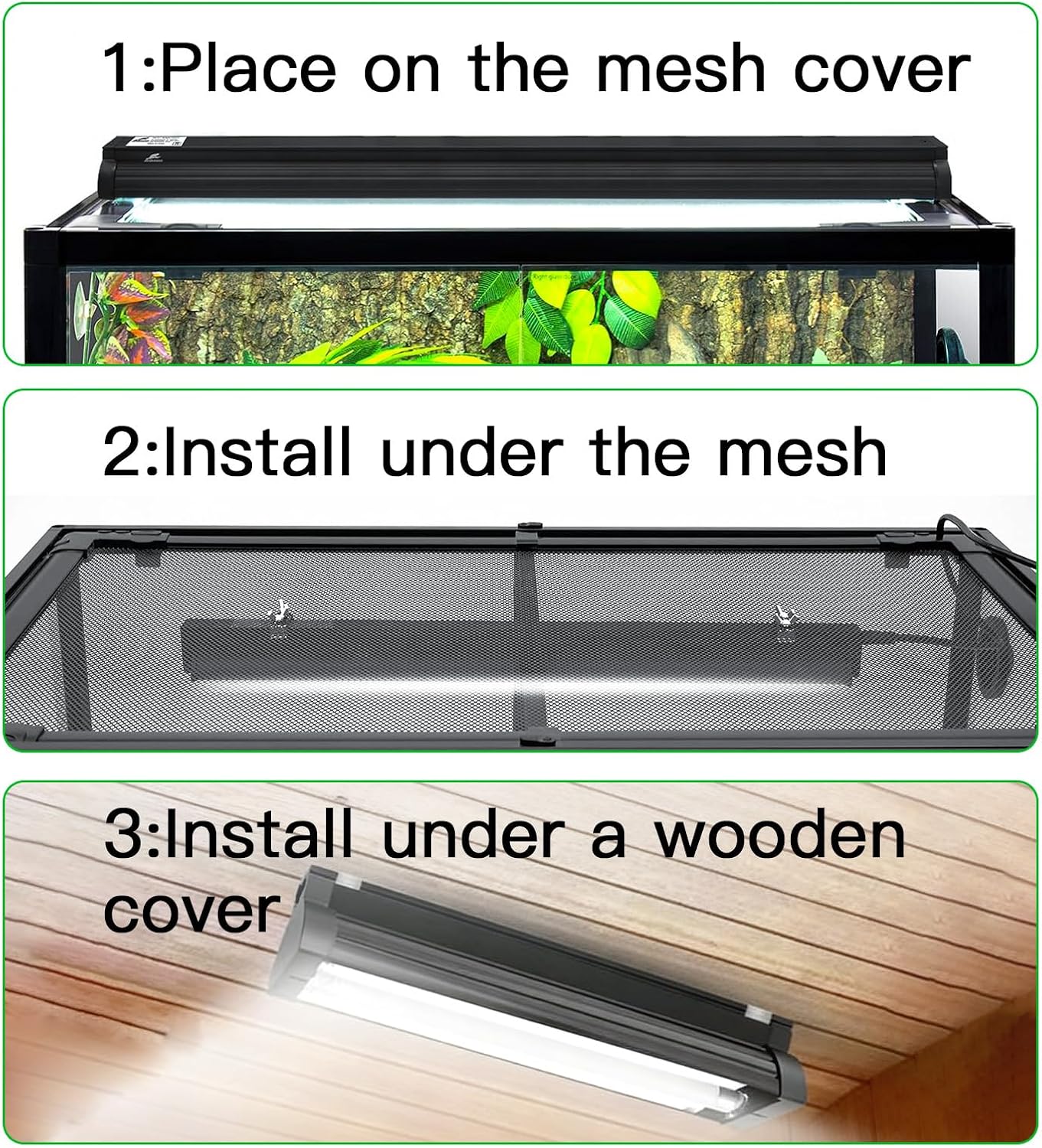 T8 UVB Reptile Light Fixture HO UVB Bulb Lighting Combo Kit, 10.0 UVB Light for Reptiles Terrarium Hood UVA UVB Desert Lamp for Bearded Dragon Turtle Tank (T8 15W 18Inch) - Image 7