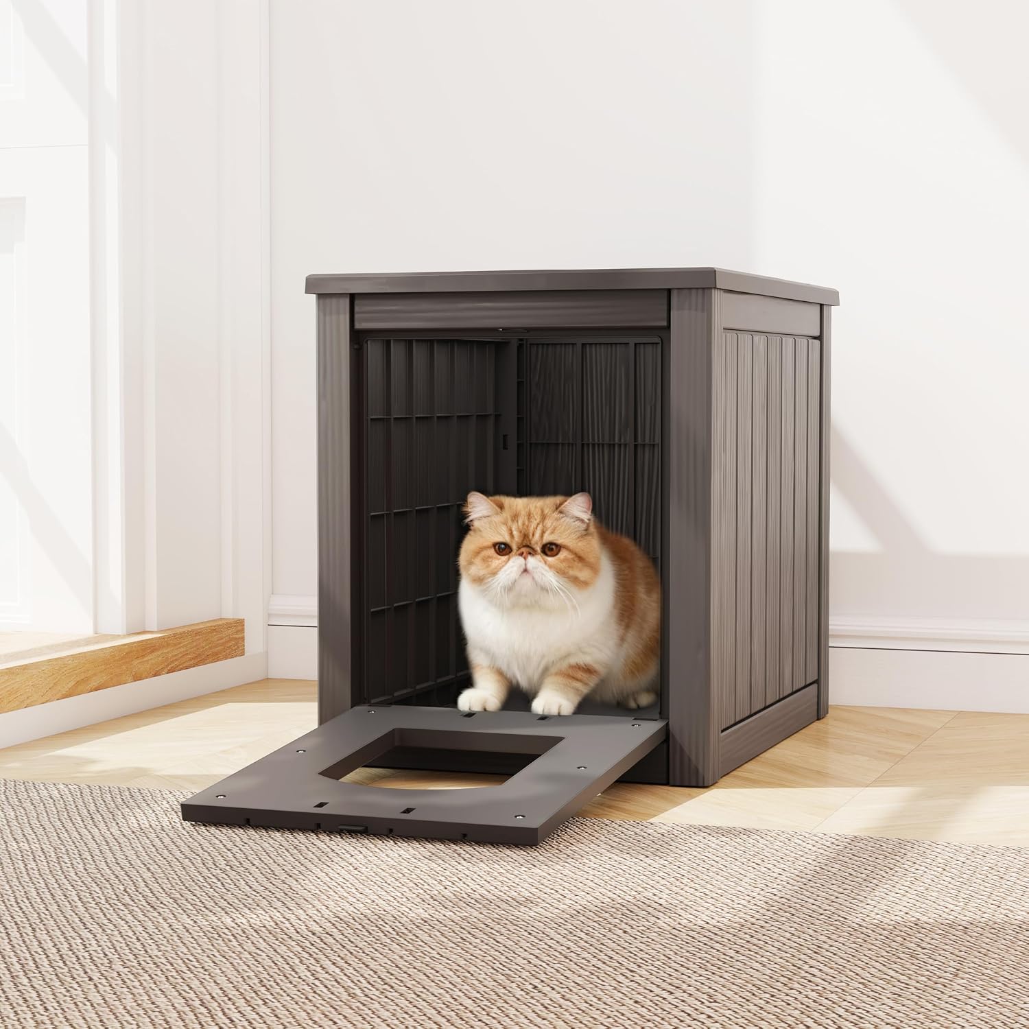Litter Box Enclosure, Waterproof & Weatherproof Plastic Cat House for Indoor Outdoor Use, Multi-Functional Hidden Litter Box Furniture for Living Room, Backyard, Patio, Garage - Image 3
