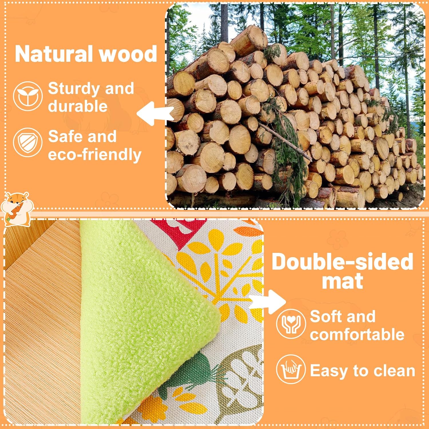 Upgraded Guinea Pig Castle, Sturdy Wooden Guinea Pig Hideout, Small Animal House Bed Hut Habitats with Stairs, Easy to Assemble for Hamsters Bunny Chinchillas Playing Hiding - Image 4