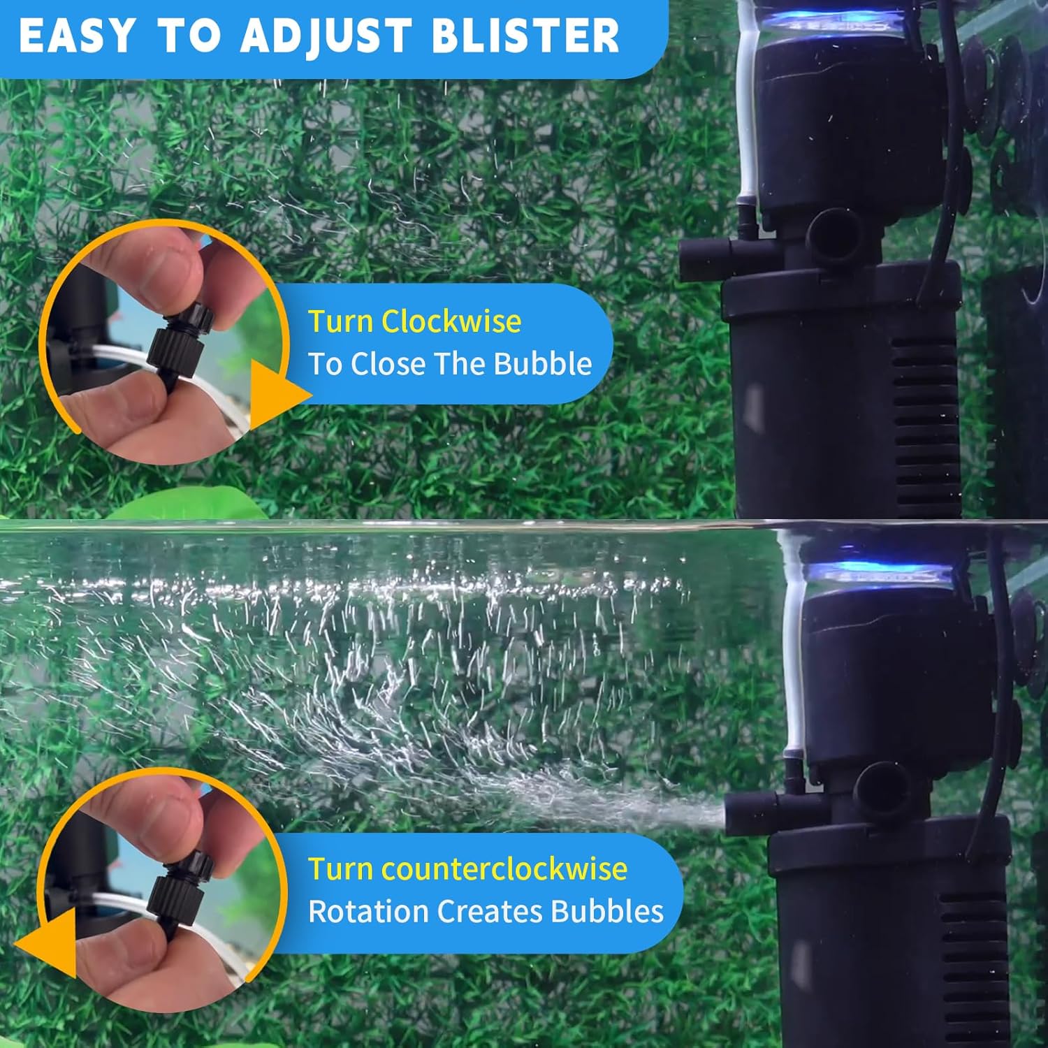 158GPH Small Aquarium Filter, UV Sterilizer for Aquarium for 10-45 Gal Tank | Internal Pump for Turtle Betta Fish Tank Filter Silent 4-in-1 Green Killing Machine with Fish Tank Filters Deodorization - Image 6