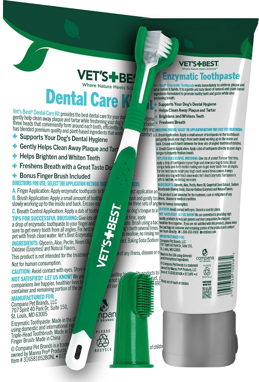 Vet's Best Dog Toothpaste & Toothbrush Dental Care Kit, With Brush 3.5 oz | Enzymatic Toothpaste for Dogs, Toothbrush & Finger Brush Included, Helps Remove Plaque & Freshen Dog Breath, Vet Formulated - Image 10