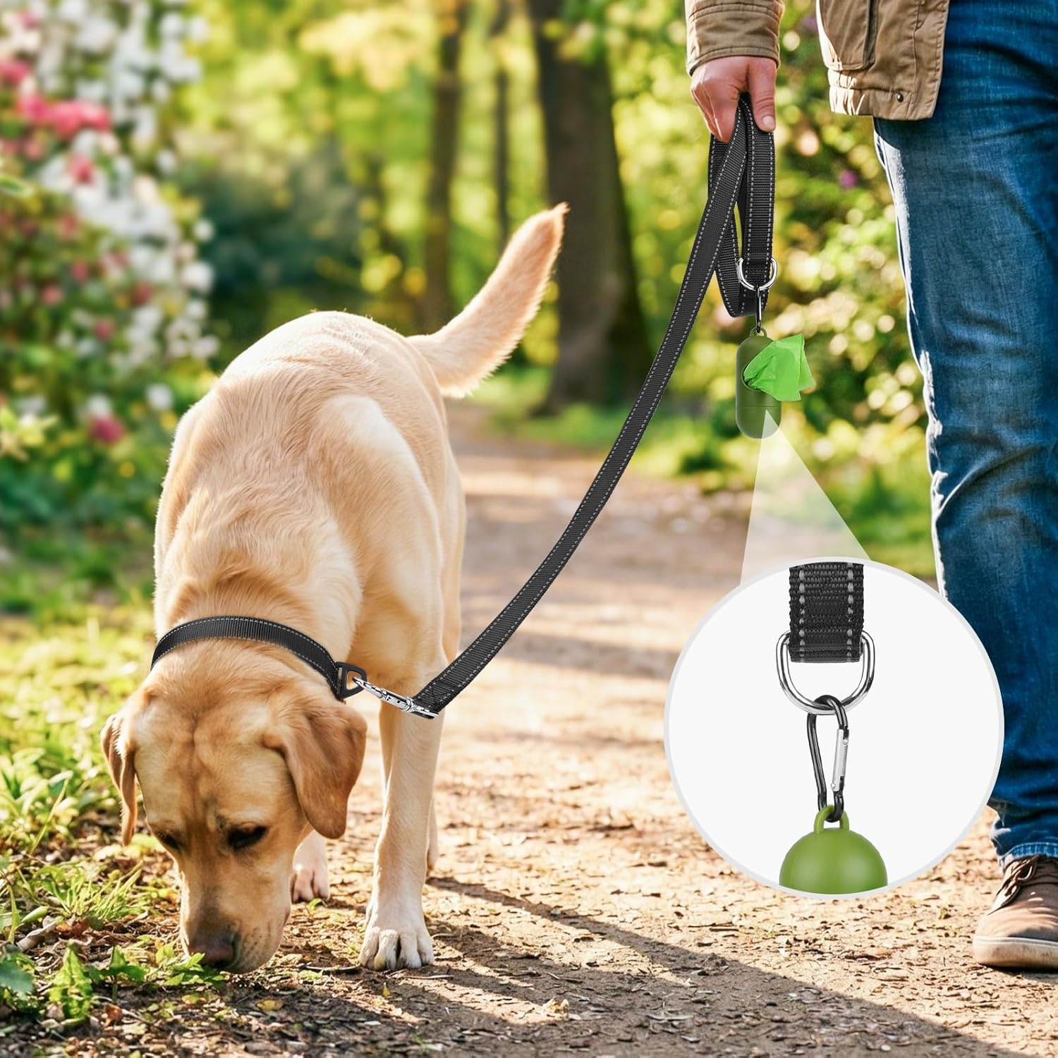Joytale Dog Leash, 6 FT Double-Sided Reflective, Padded Handle Nylon Heavy Duty Leashes for Medium & Large Dogs Walking, Black - Image 2