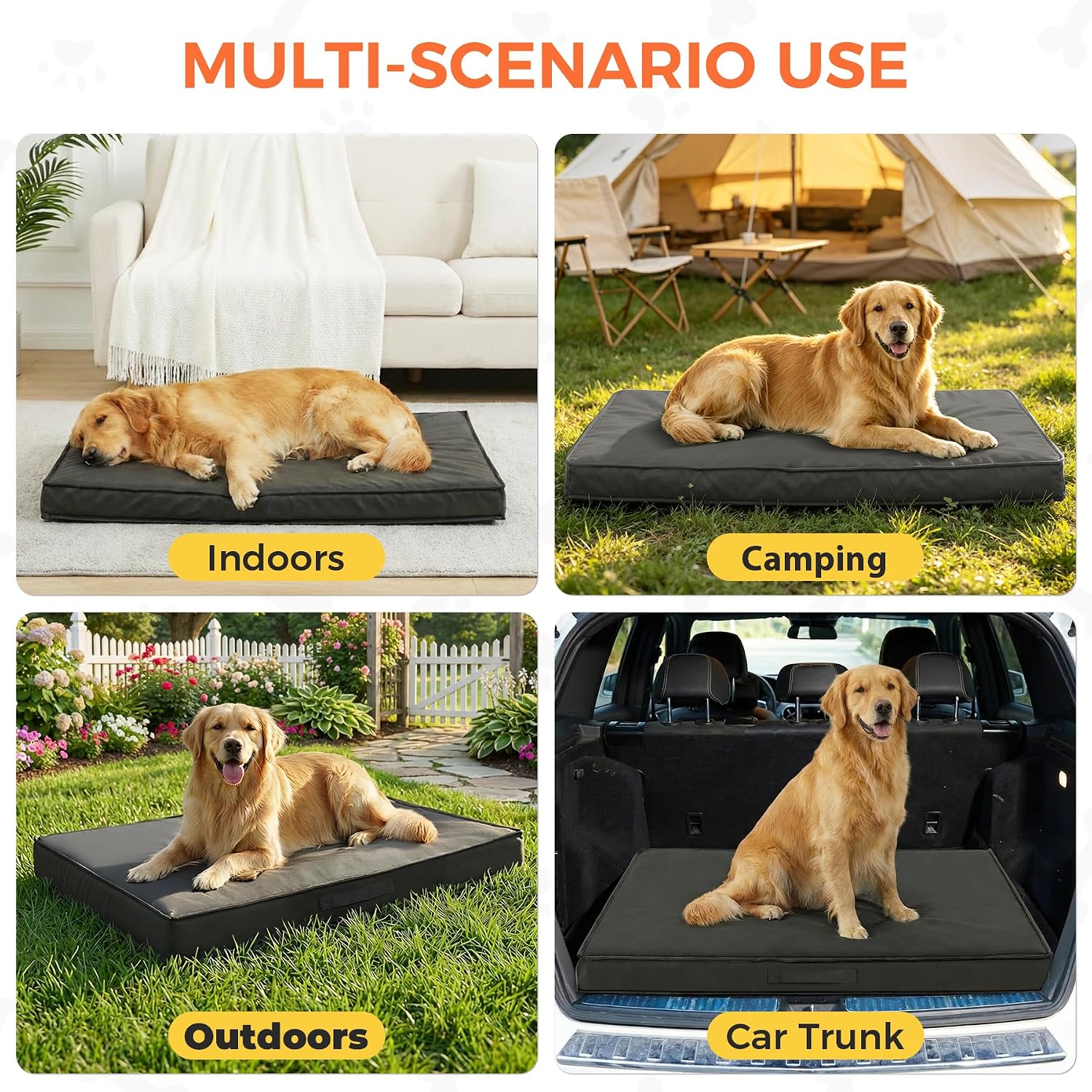 Outdoor Dog Bed Large Sized Dog, Waterproof Extra Large Dog Bed, 44x32x3.5 Inch, Orthopedic Dog Bed with Removable Washable Cover, Rectangle Egg Crate Foam Pet Bed for Outside, Dark Grey - Image 7