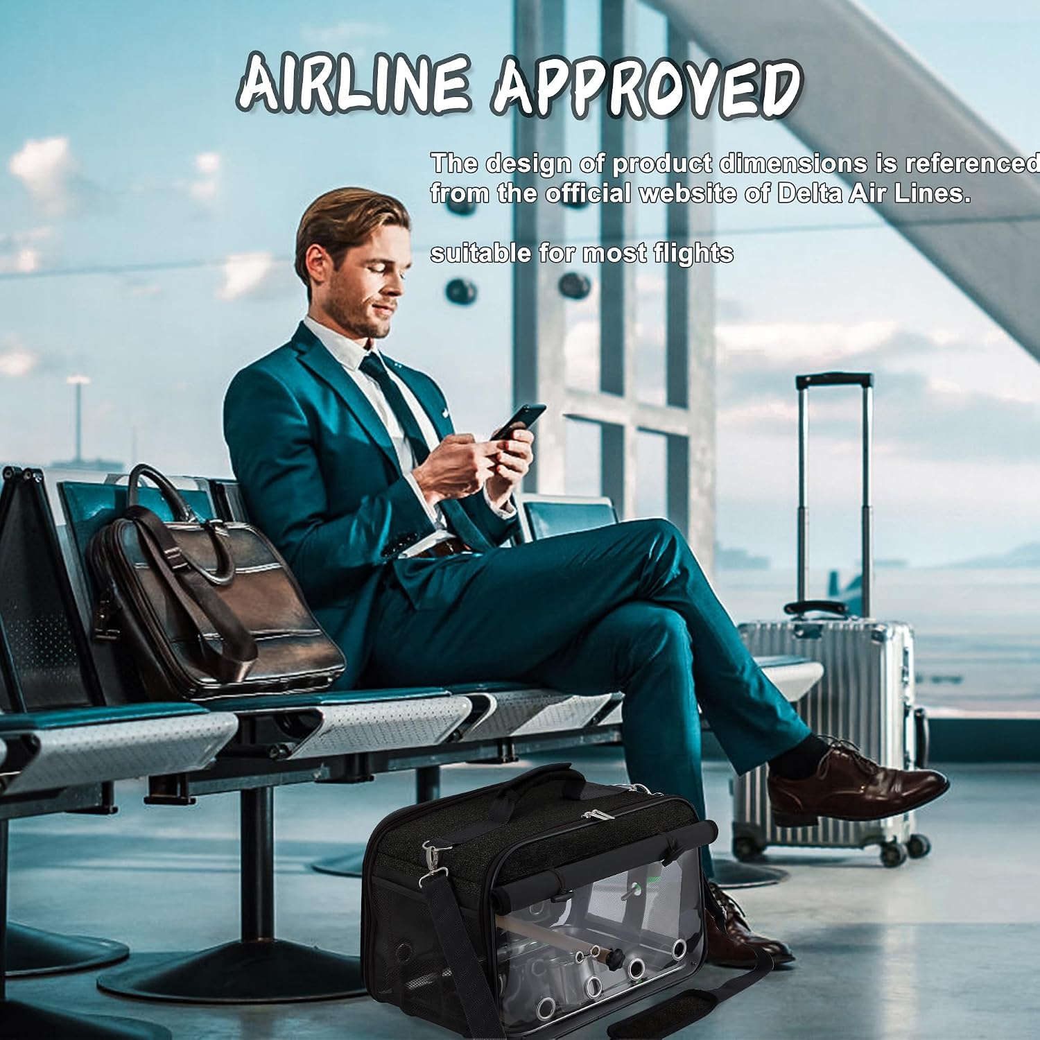 Bird Carrier Airline Approved, Bird Travel Cage with Indestructible Stainless Steel Mesh, Bird Travel Bag Lightweight and Portable with Water Bottle and Bowl - Image 2
