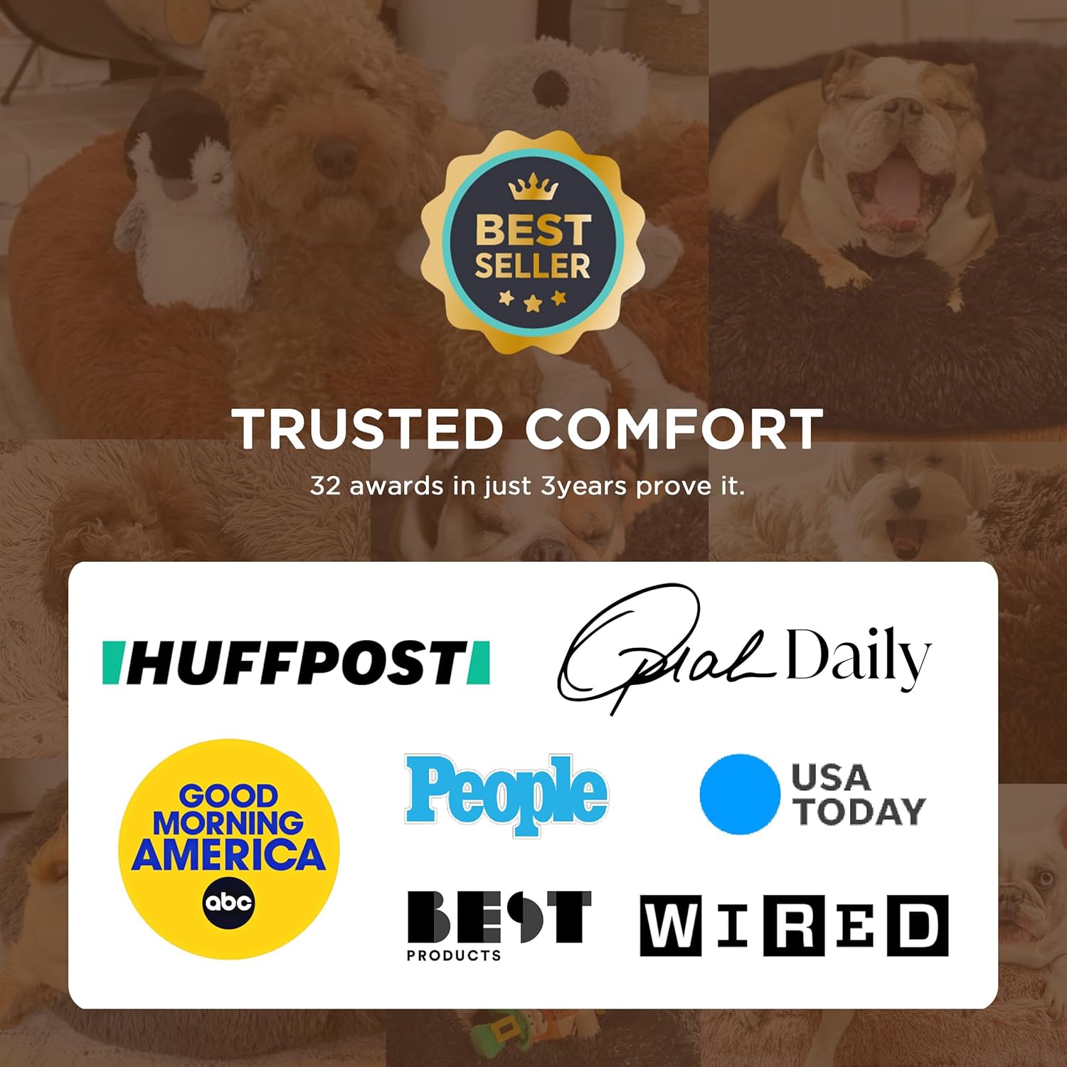 Bedsure Calming Small Dog Bed Donut Washable Cat&Puppy Bed,23 inches Camel | Fluffy Faux Fur Round Cuddler,Machine Washable,Anti-Slip Bottom,Anti-Anxiety,Deep Sleeping for Large Cat & Pets Up to 25 Lbs - Image 6