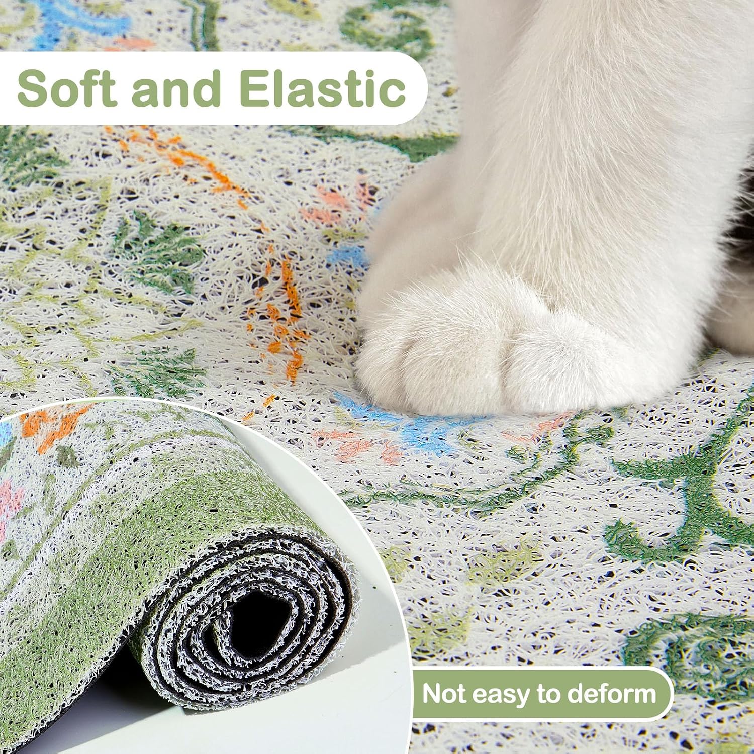 Glittme Cat Litter Mat, 33"x22" Non-Slip Washable Trapping Mat for Cats | Litter Trapping Mat With Thick PVC Coil To Catch Scatter, Soft On Paws And Waterproof Bottom To Protect Floors - Image 6