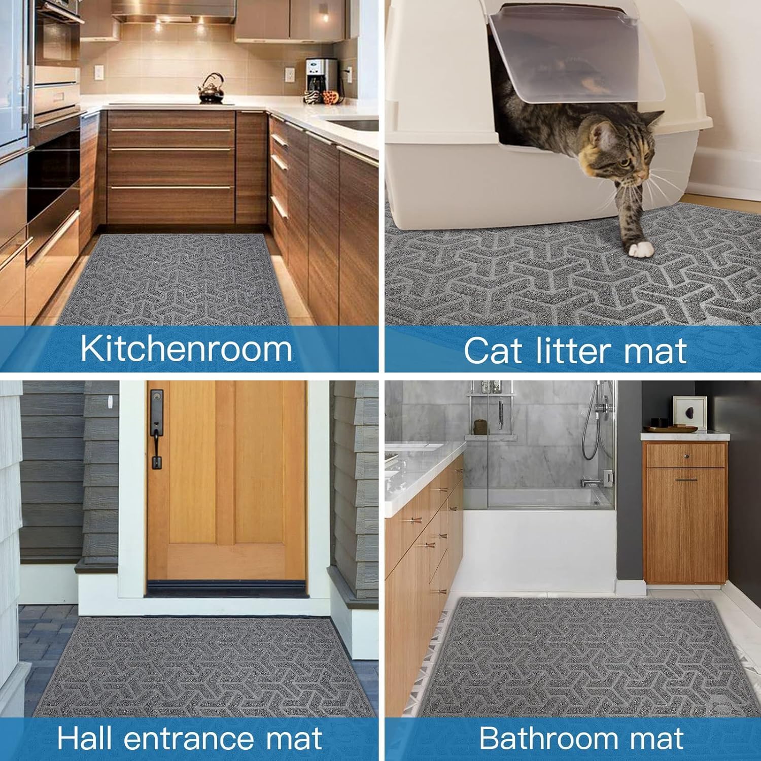 UPSKY Waterproof Cat Litter Mat Large 35" x 47" Soft on Kitty Paws, Gray | Litter Box Mat, Cat Litter Mat Litter Trapping Mat, Waterproof Scatter Control, For Indoor Cats, Easy to Clean - Image 6
