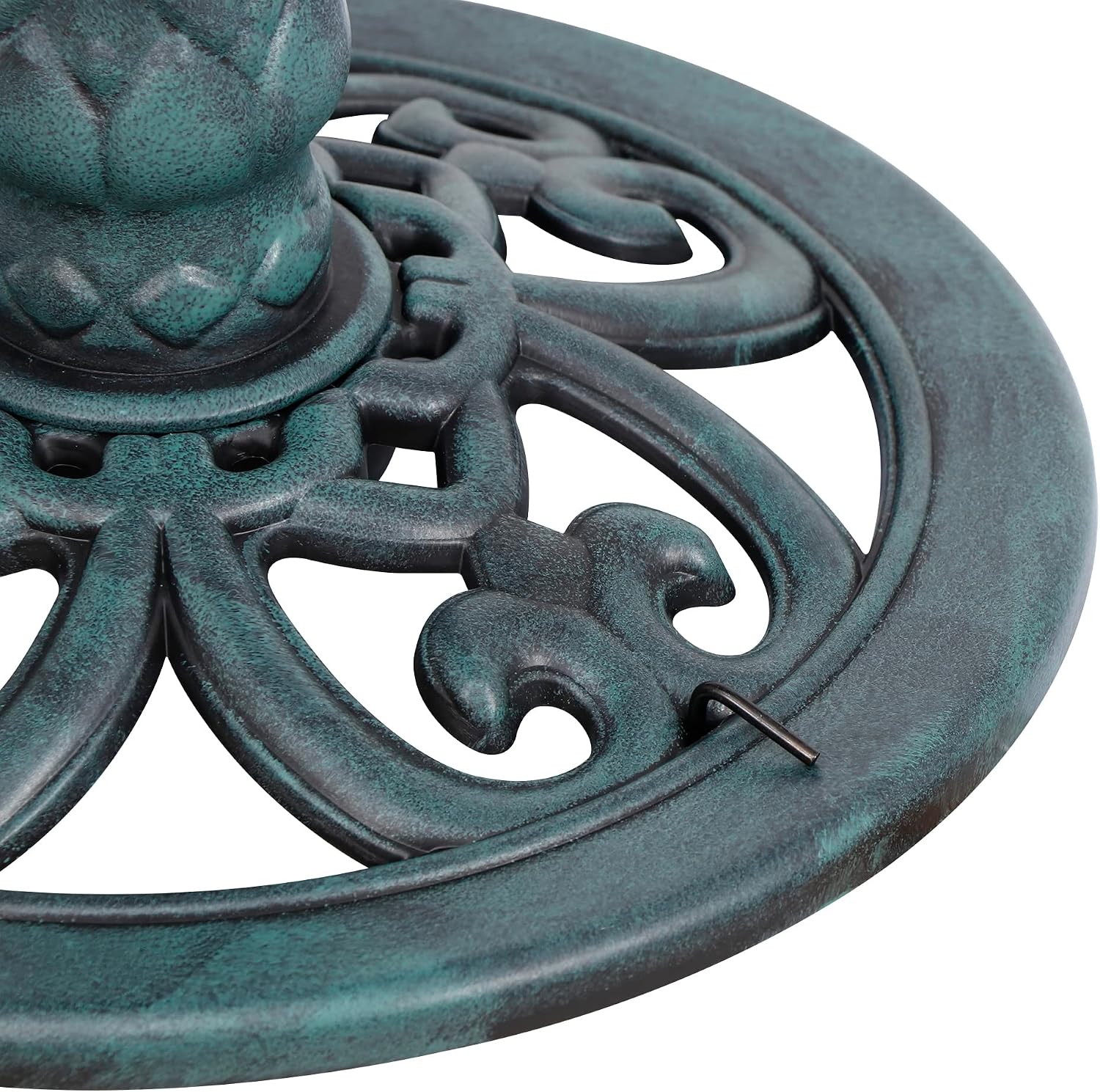 ZENY 28 Inch Height Polyresin Bird Bath Antique Outdoor Garden Decor Vintage Yard Art, Green - Image 8