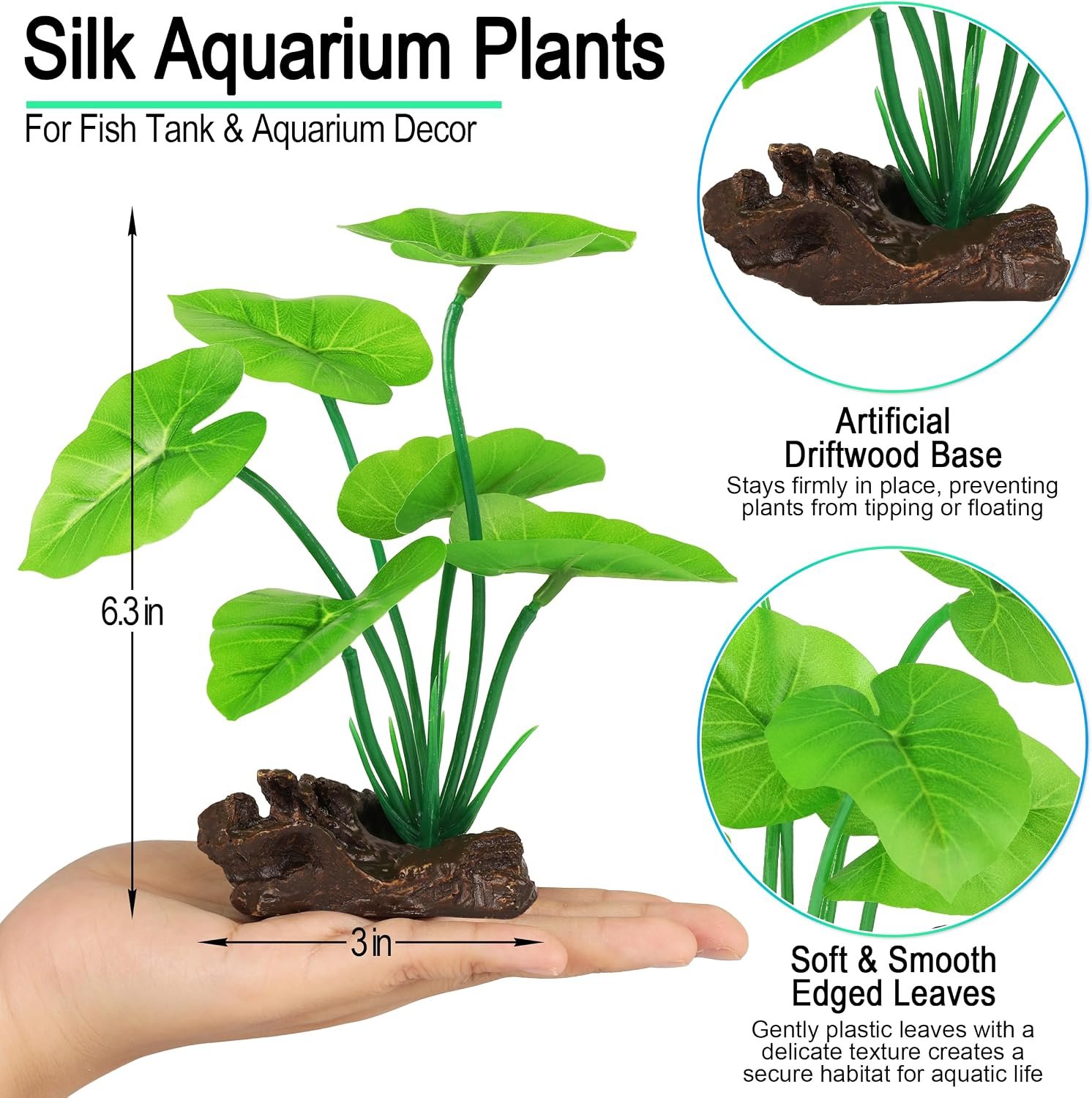 MyLifeUNIT Fish Tank Decor, Silk Aquarium Plants and Hideaway Rock Cave Decor for Betta Fish Tank Accessories, Goldfish, Turtle Tank Decorations - Image 5