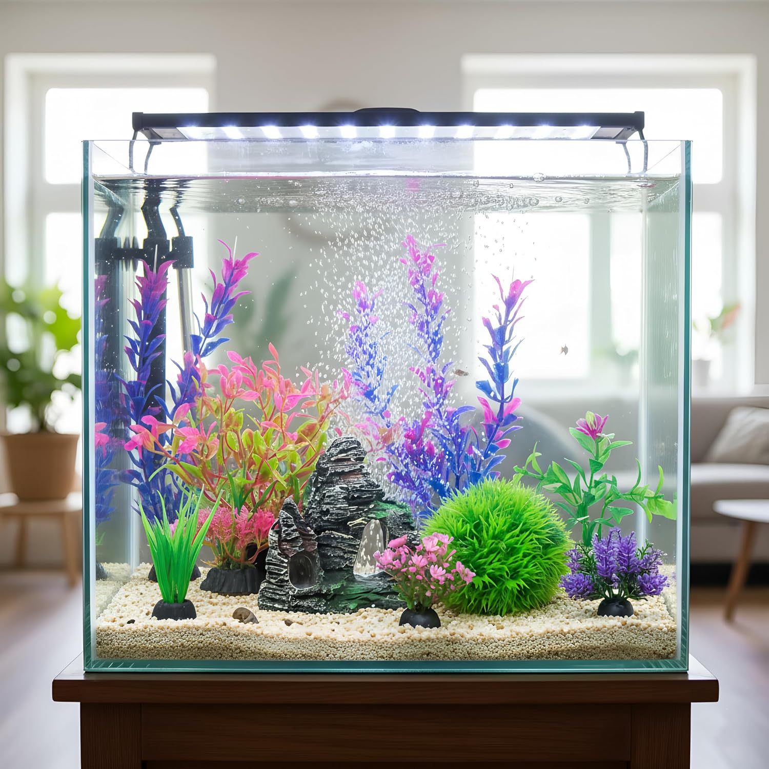 Ameliade Aquarium Artificial Plastic Plants Decorations and Rock Cave Decor Set Goldfish Betta Fish Tank Accessories Small Large Fish Bowl Ornaments - Image 6