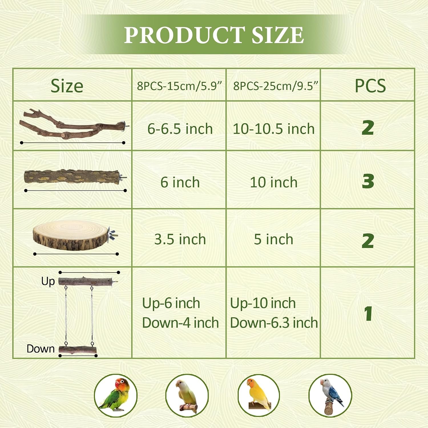 8pcs Natural Bird Perches for Cage, 5.9“ Small Wood Bird Perch for Parakeet/Cockatiel, Bird Cage Stick, Bird Branches for Cages, Birdcage Accessories for Parrot Conure - Image 7