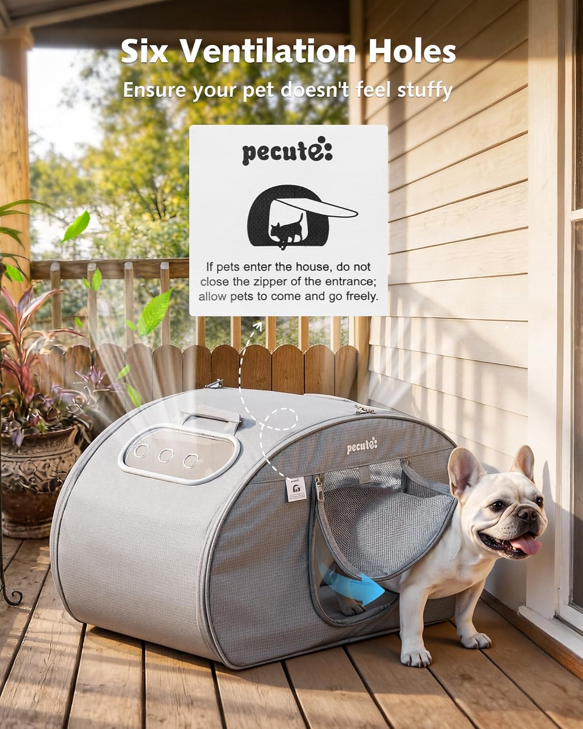 Pecute Cooling Dog House,with Cooling Mat for Small Dogs,Cat Bed,L,Gray | 6 Ice Packs for Cooler,Aluminum Film Insulation System,Breathable, Cool, Safe, and Sturdy AC Room for Cats in Hot Summer Days - Image 6