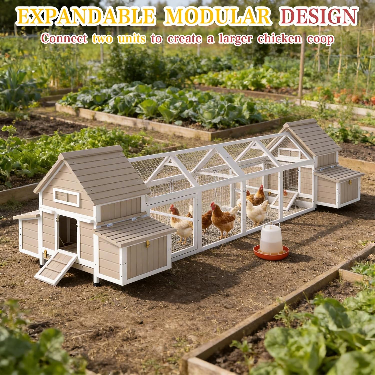 83" L Large Chicken Coop and Run, Hen House with 4 Nesting Box Boxes, Rabbit Hutch Poultry Bunny Cage for 2-5 Chickens with 4 Perches, Removable Tray and Ramp - Image 8