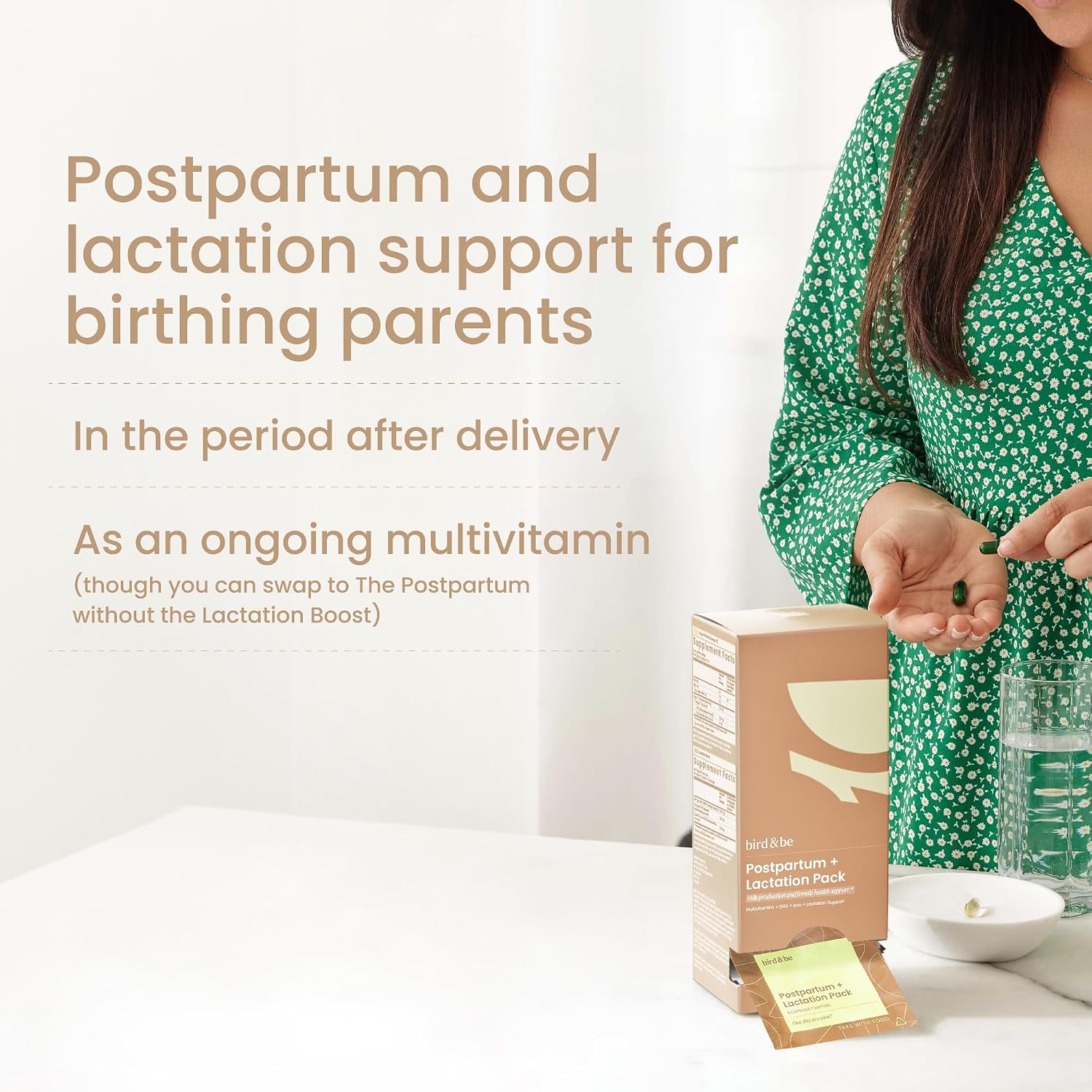 bird&be The Postpartum with Lactation Boost - Vitamins to Support Hormones, Recovery and Milk Supply for Chest/Breastfeeding - Includes DHA (Omega-3), Iron, Choline, B12-30-Day Supply - Image 4