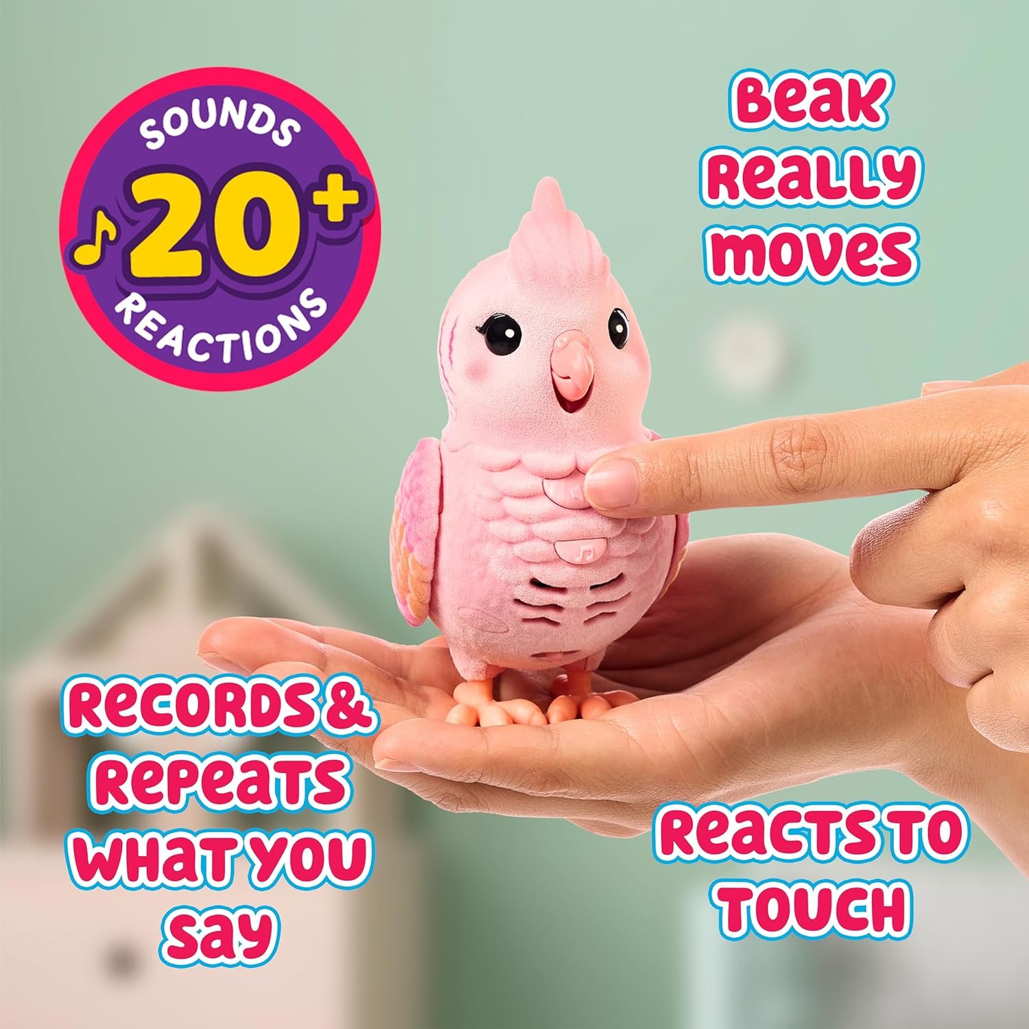 Little Live Pets My Really Real Talking Bird Toy & Cage - Rosie, Interactive Voice Repeating Toy, 20+ Sounds & Reactions, Talking Toys for Kids 5-7 | Interactive voice repeating toy, 20+ sounds & reactions, talking bird toys for kids 5-7 - Image 3