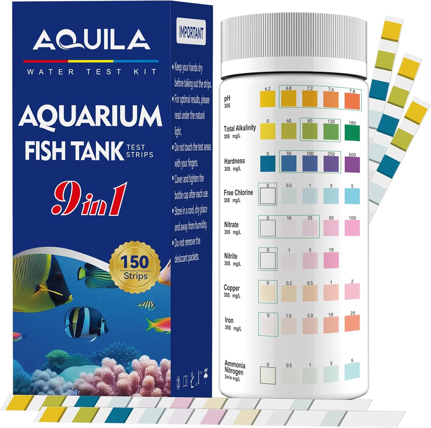 Aquarium Water Test Kit 9-in-1, Aqu...