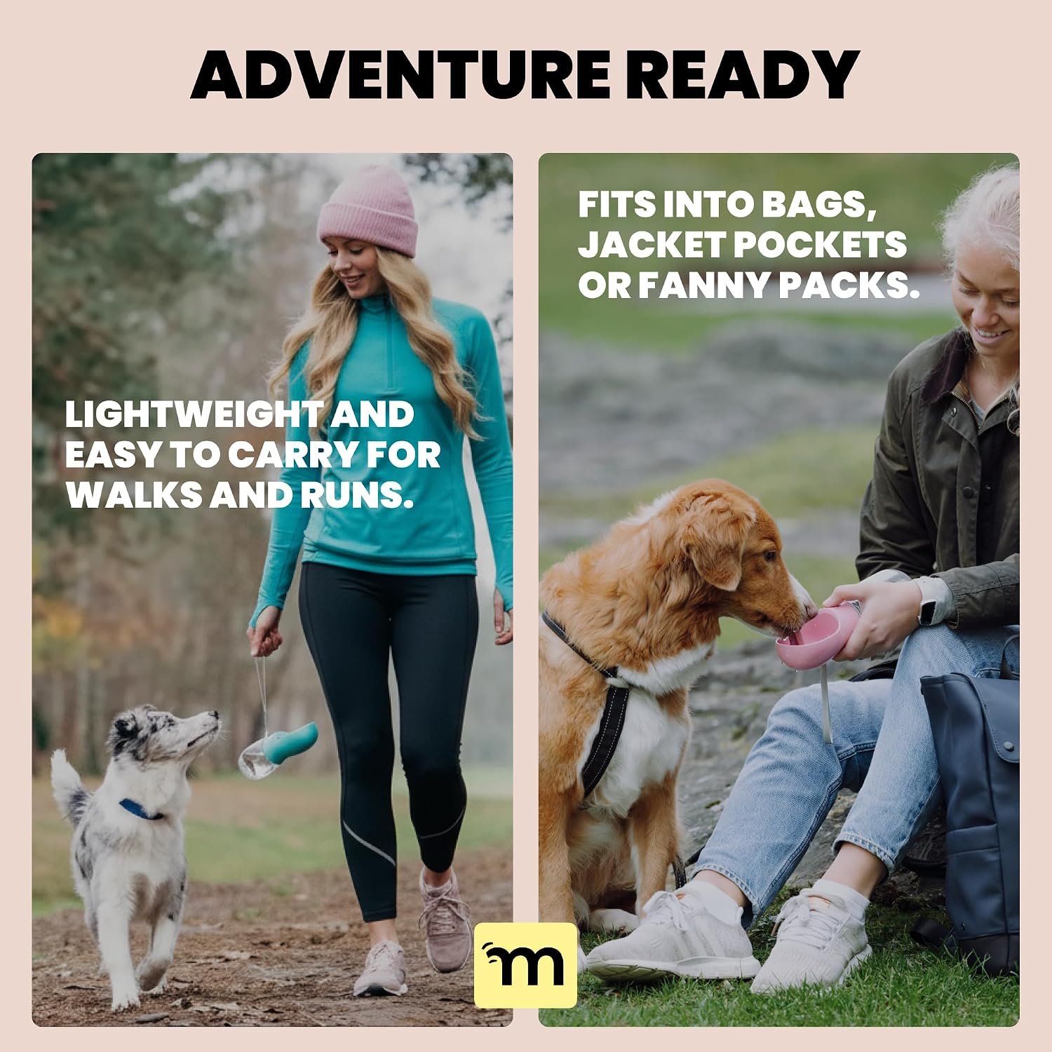 MalsiPree On the Go Dog Water Bottle - 12 oz Pink, Leak-Proof | 12oz leak-proof bottle & built-in bowl - one-hand use - Use for dog travel, hiking, park & beach days - Image 7