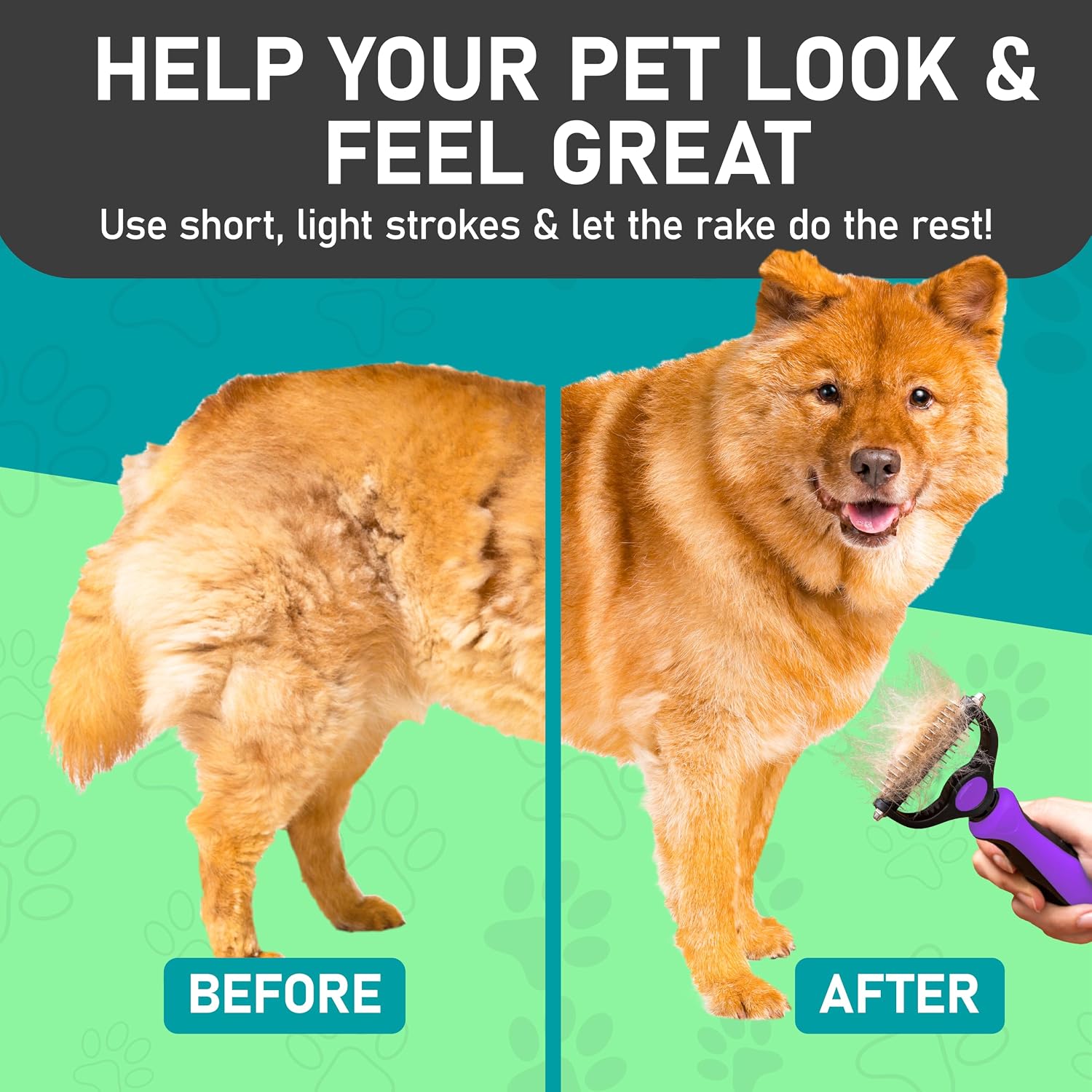 Maxpower Planet Pet Grooming Brush - Double Sided, Extra Wide for Dogs and Cats - Dematting Undercoat Rake, Reduces Shedding by 95%, Purple - Image 9