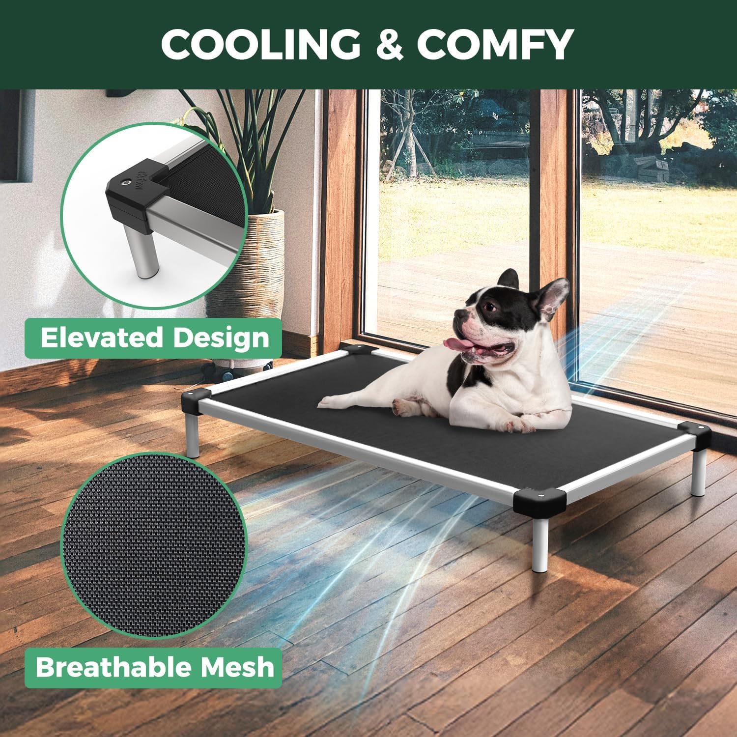 FXW TitanNest Cooling Chew-Proof Elevated Dog Bed for Medium Dogs | Easy to Clean, Pre-assembly Raised Cot, Indoor/Outdoor/Camping, 41 x 27 x 5in - Image 4