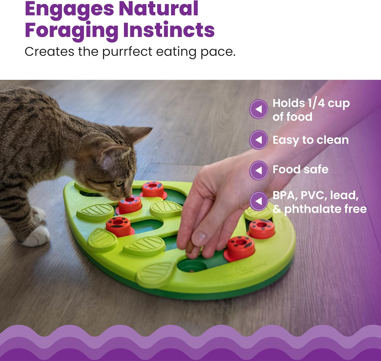 Catstages Nina Ottosson Buggin’ Out Puzzle & Play Cat Puzzle Feeder – Interactive Treat Game for Indoor Cats, Level 2 Slow Feeder Enrichment Toy, 13.9" x 11.5" - Image 4
