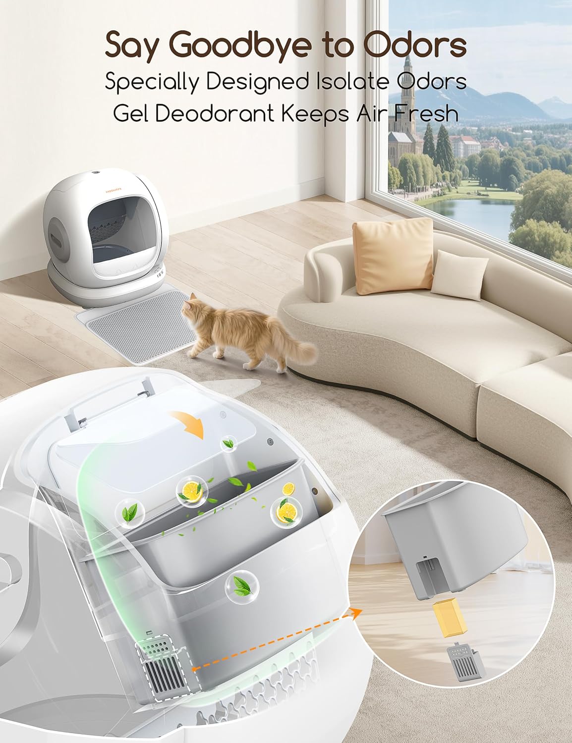 Meowant Self Cleaning Litter Box, Automatic Litter Box Self Cleaning with APP Control, 75L Extra Large Open Low Entry Smart Cats Litter Boxs for Multi-Cat Compatible Senior Cats Large Cats - Image 5