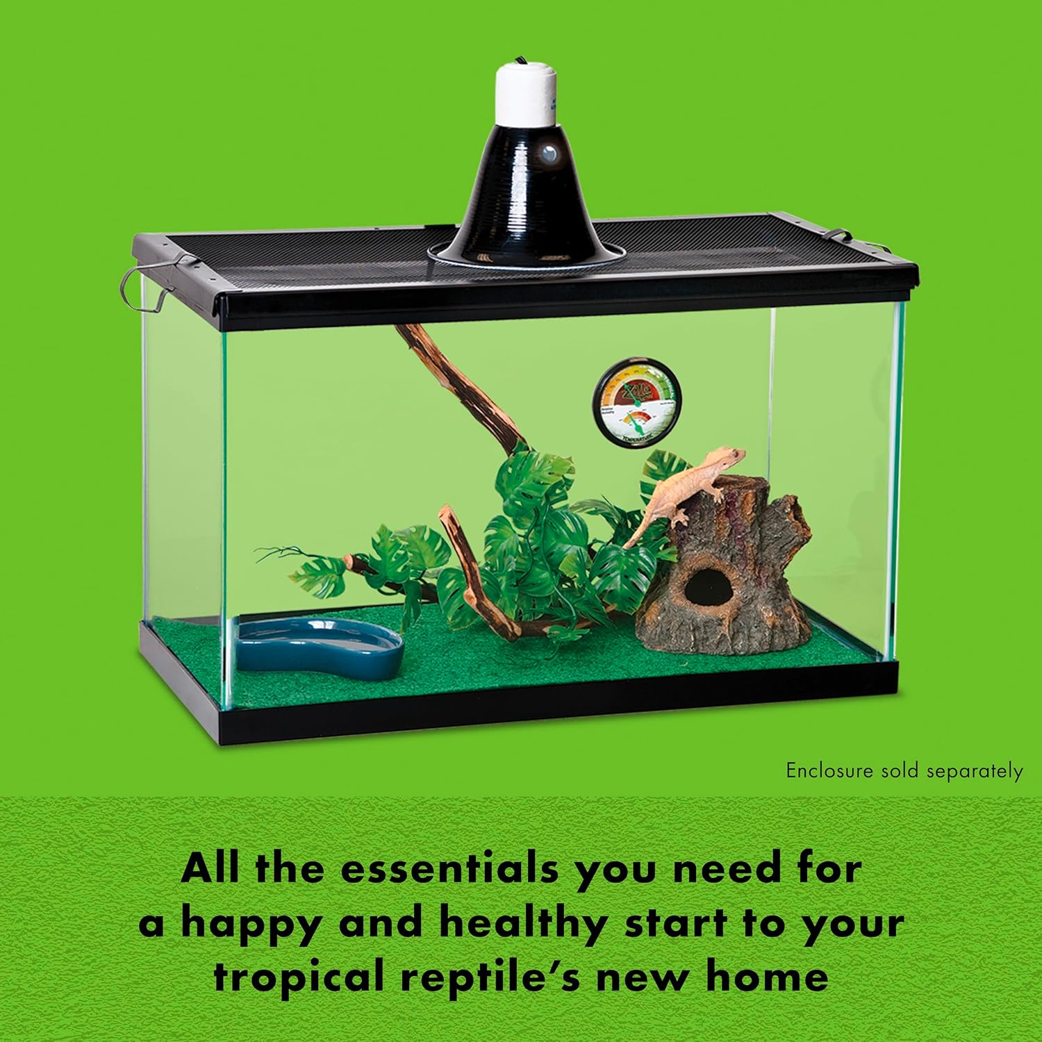 Zilla Tropical Habitat Accessory Kit, Starter Kit for Reptiles, Easy Start for Tropical-Dwelling Reptiles, Includes Lighting, Heating, Bedding and Food, Ideal for Size 10G Terrariums - Image 3