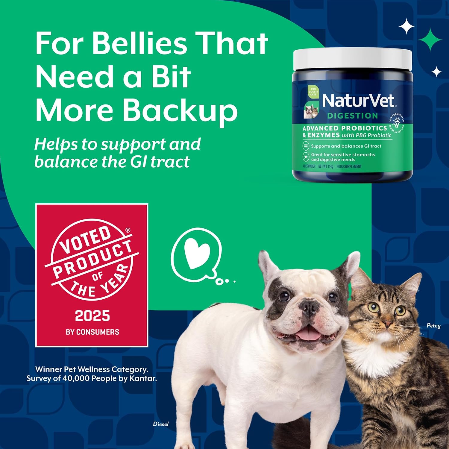 NaturVet – Advanced Probiotics & Enzymes - Plus Vet Strength PB6 Probiotic | Supports and Balances Pets with Sensitive Stomachs & Digestive Issues | for Dogs & Cats (4 oz) | Vet Strength PB6 Probiotic - Supports & Balances the GI Tract for Sensitive Stomachs, Powder - Image 3