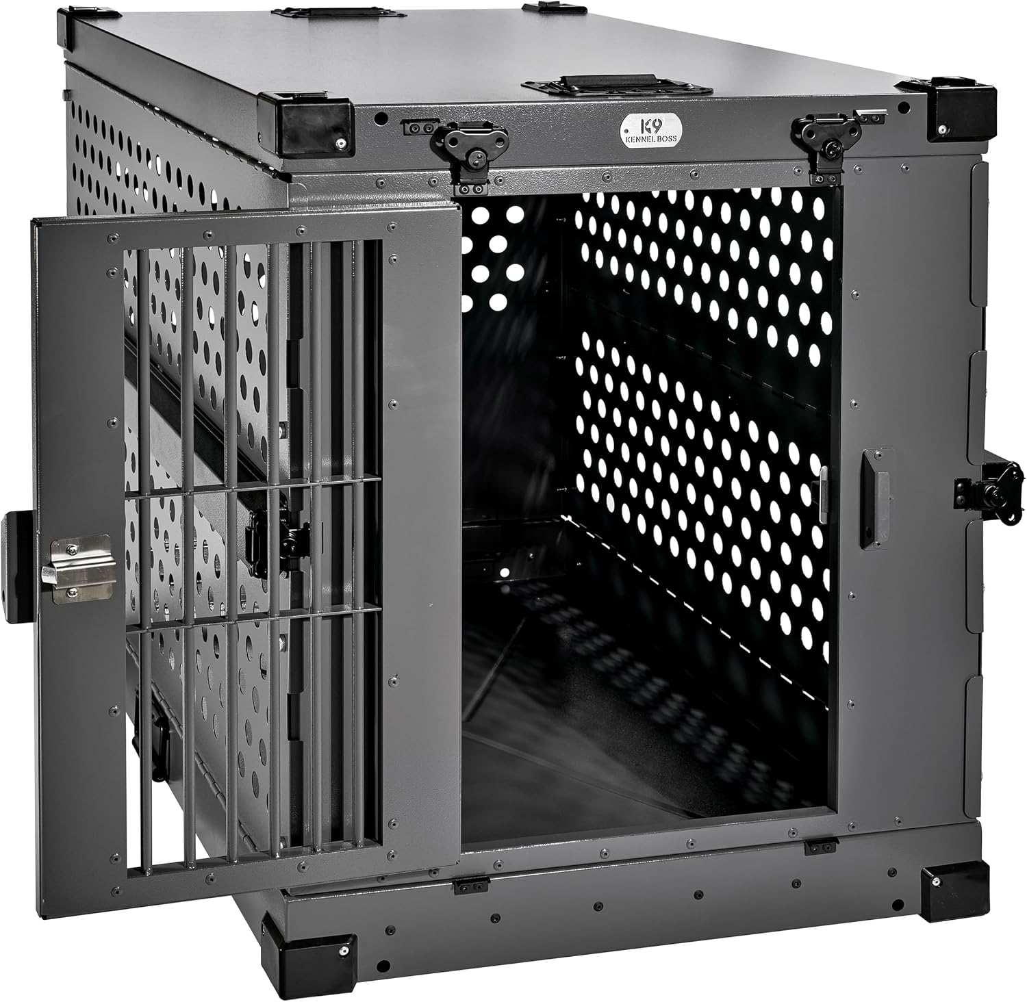 K9 Kennel Boss Aluminum Collapsible Dog Crate, Heavy Duty Folding Kennel - Large (Gray) - Image 6
