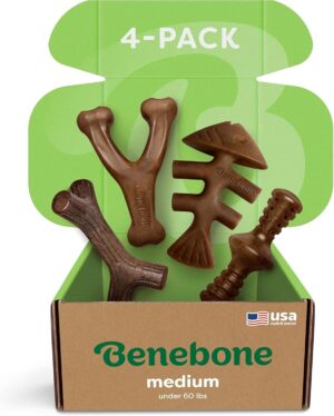 Benebone Medium 4-Pack Dog Toys for...