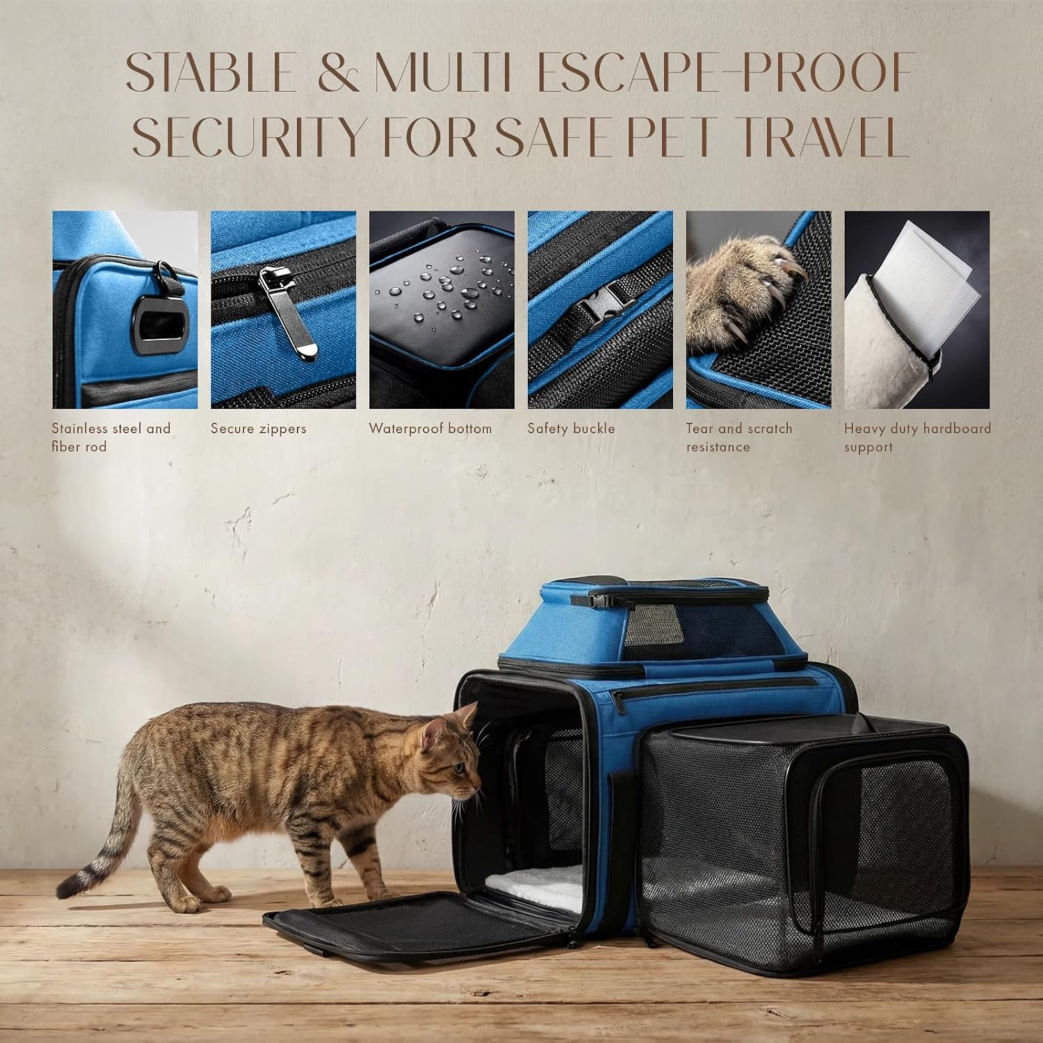 Top and Side Expandable Pet Carrier with Treat & Pet Window,18x13x9.5 Inch Southwest Frontier Airline Approved,Soft-Sided Dog Carrier for Small Dogs and Cats,Travel Cat Carrier with Self-Locking - Image 6