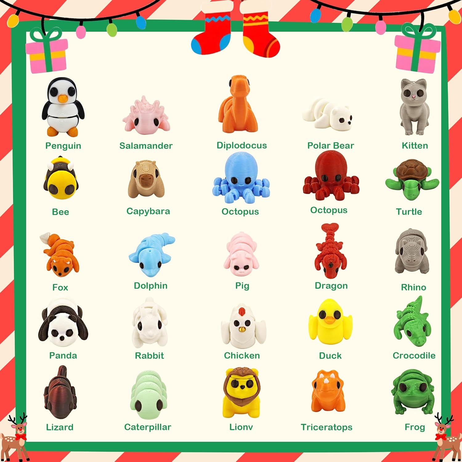 25 pcs Animal Figurines, 3D Printed Animal Figurines Set, Articulated, Party Favors, Pocket Fidget Toys Bulk, Goodie Bag Stuffers, Gifts for Boys Girls Toddlers, Classroom Rewards - Image 5