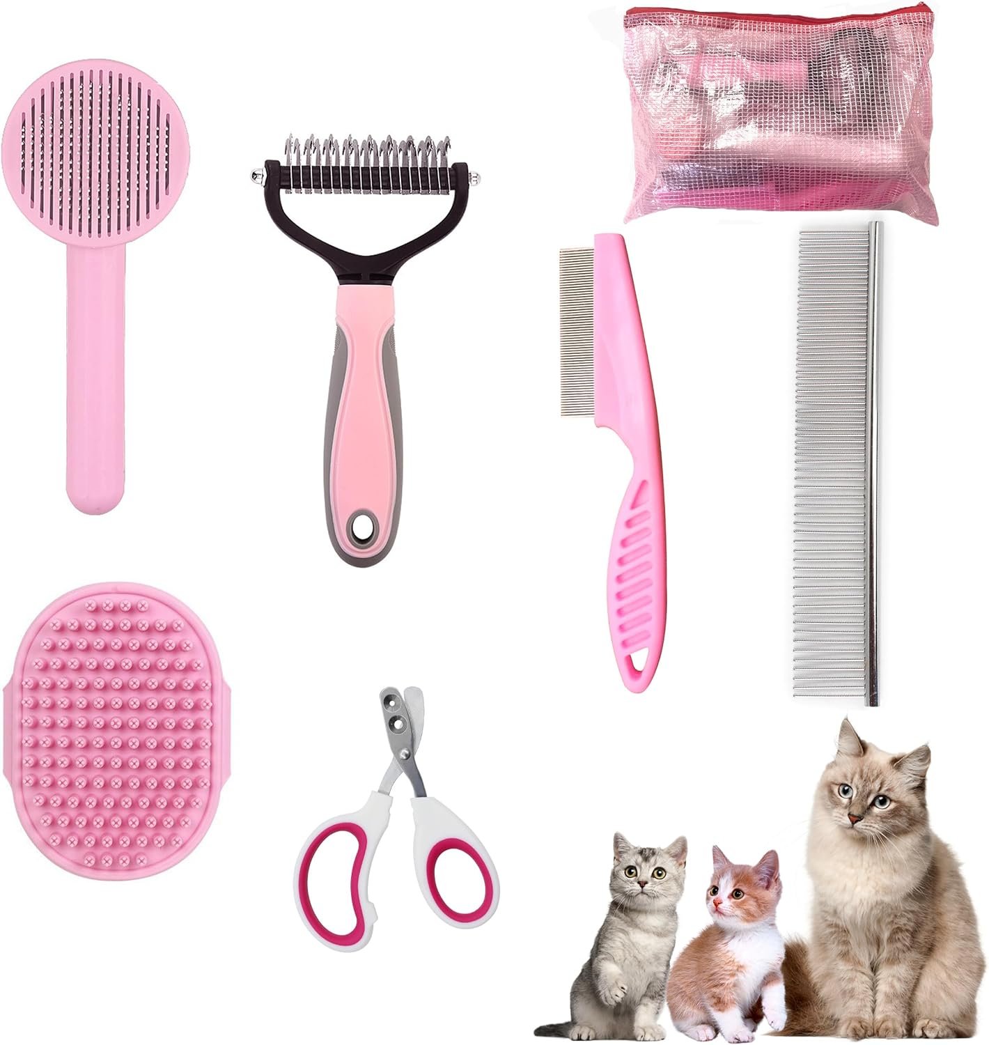 Cat Grooming Brush Kit 6 Tools R...