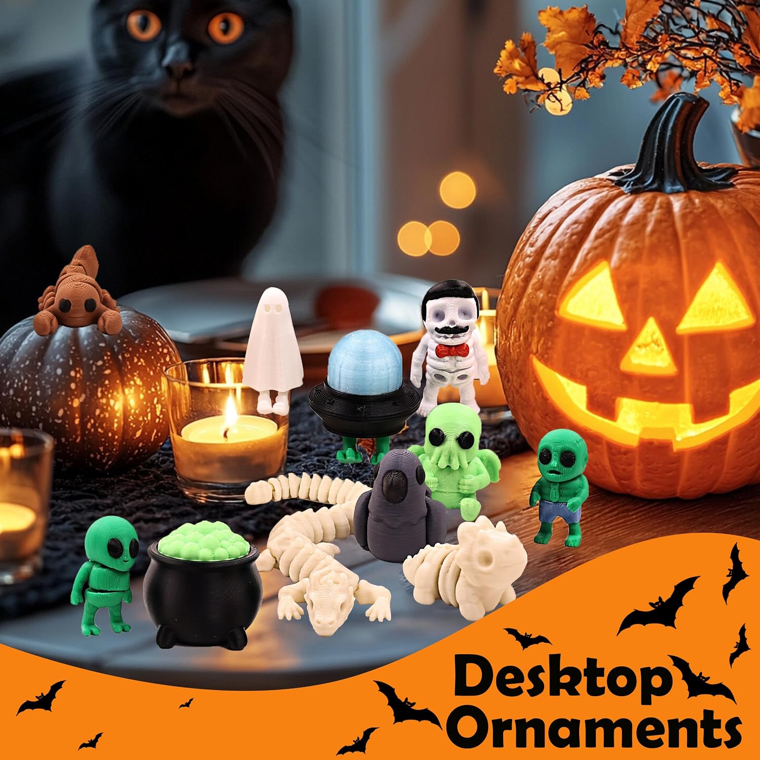 3D Printed Horror Figurines Set, Articulated Halloween Figurines, Party Favors, Pocket Fidget Toys, Goodie Bag Stuffers, Decorations, Classroom Rewards, Skeleton, Zombie, Alien - Image 4