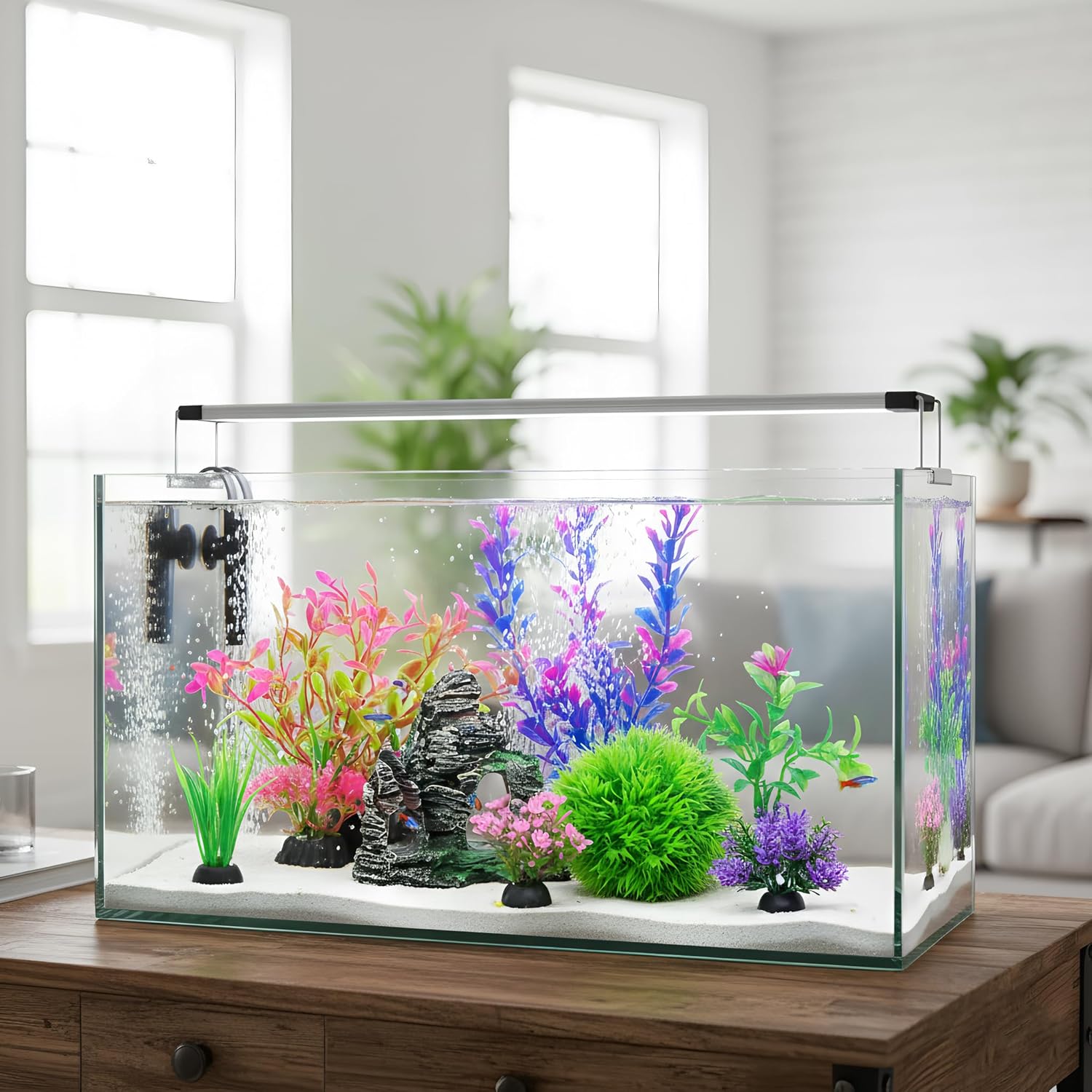 Ameliade Aquarium Artificial Plastic Plants Decorations and Rock Cave Decor Set Goldfish Betta Fish Tank Accessories Small Large Fish Bowl Ornaments - Image 7