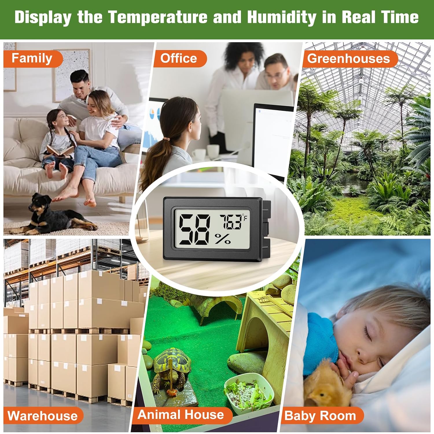 6 Pack Mini Hygrometer Indoor Humidity Meter, Digital Thermometer Monitor | Small Indoor Humidity Gauge Meter Fahrenheit (℉) for Thermostat Reptile Tank, Mason Jars JJMTDS - Image 6