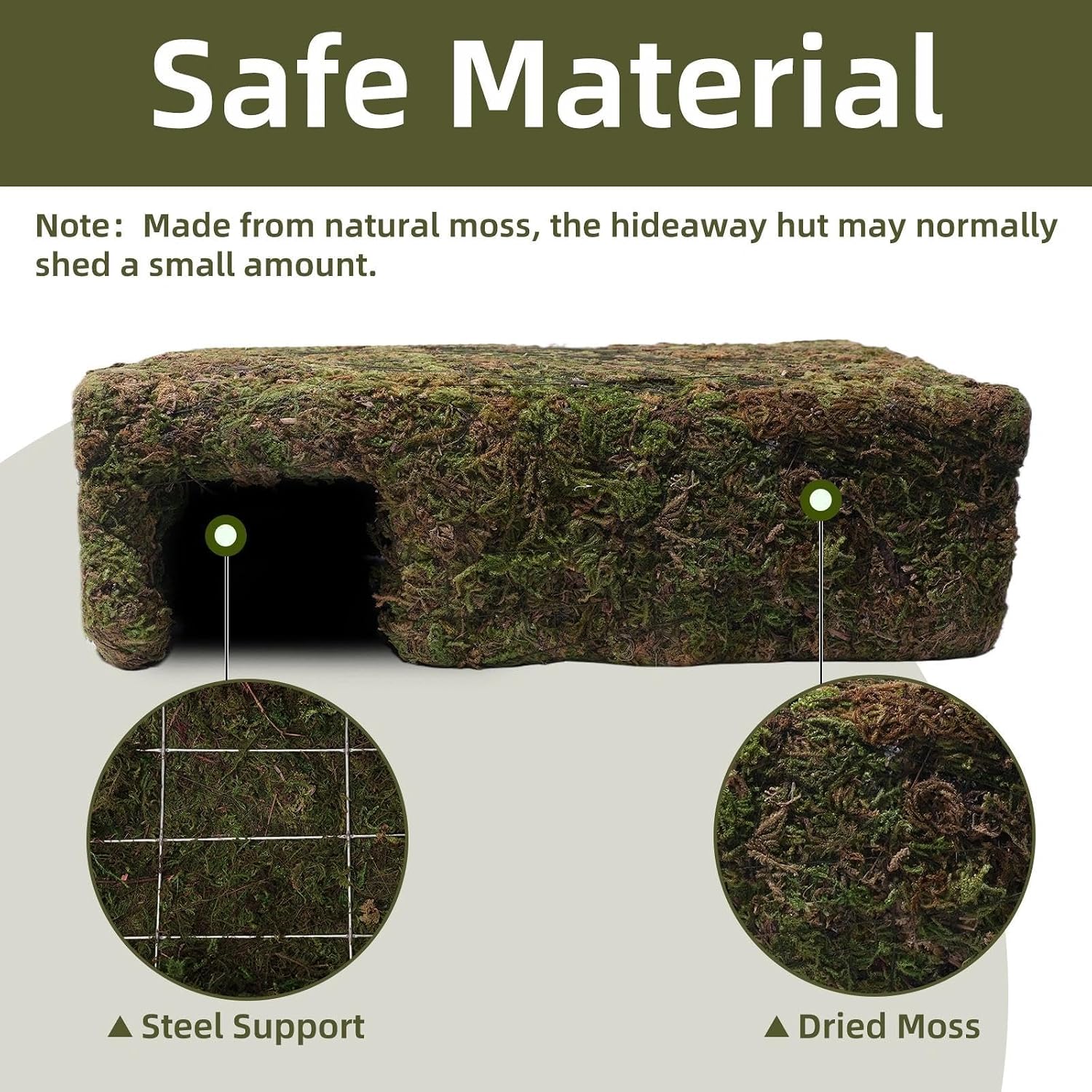 Yellow Mossy Cave Hide for Reptiles, Lizard Gecko Snake Shelter Hut | Yellow Color Lizard Moss Hideout, Snake Cave Hut, for Themed Terrarium Ideal for Gecko Hamster Snake to Rest & Hide - Image 3