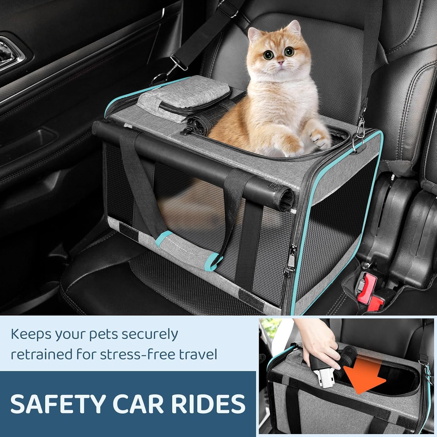 GAPZER Soft-Sided Pet Carrier for Air Travel 18x11x11 Inch, Underseat Cabin | Pet Airplane Crate Medium Cat 15 lbs Privacy Curtatin, Small Dog Crate Under 10 Pound TSA Approved Softsided Carry Cage Cabin - Image 6