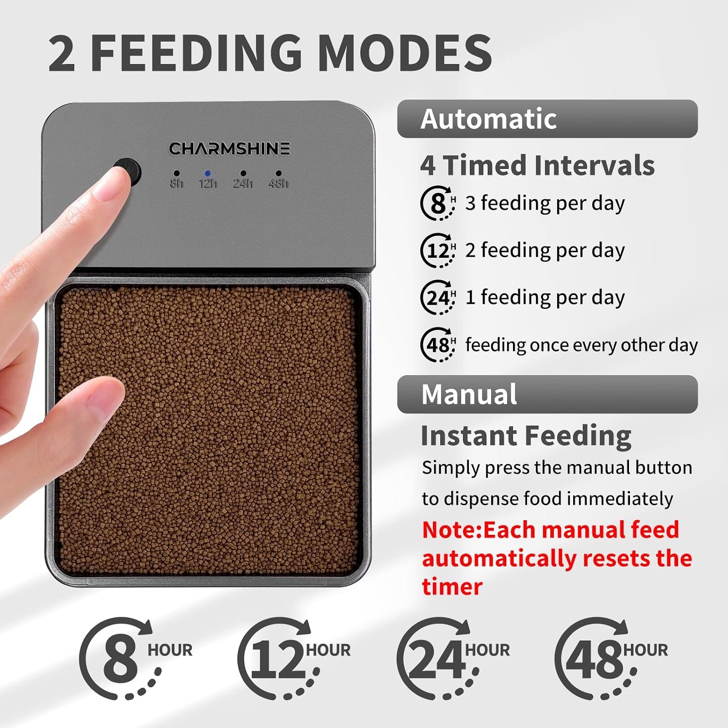 300ml Automatic Feeder for Aquarium Vacation Timer for Fish Tank Food Adjustable Auto Fish Feeder Dispenser for Pellets Strips 8/12/24/48H Timer Battery Operated(Not Included) - Image 3