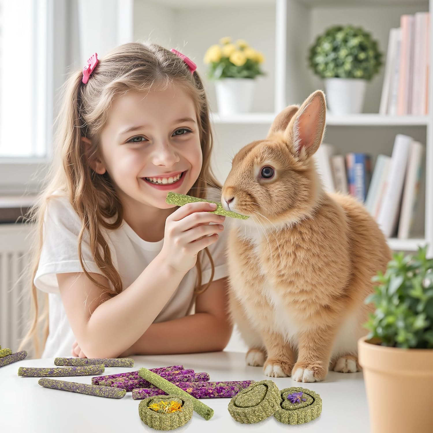 Sofier Timothy Hay Treats Rabbit Toys Bunny Guinea Pig Hamster Natural Chews for Teeth Handmade Rabbit Chews and Treats Chinchilla Rat Gerbil - Image 3