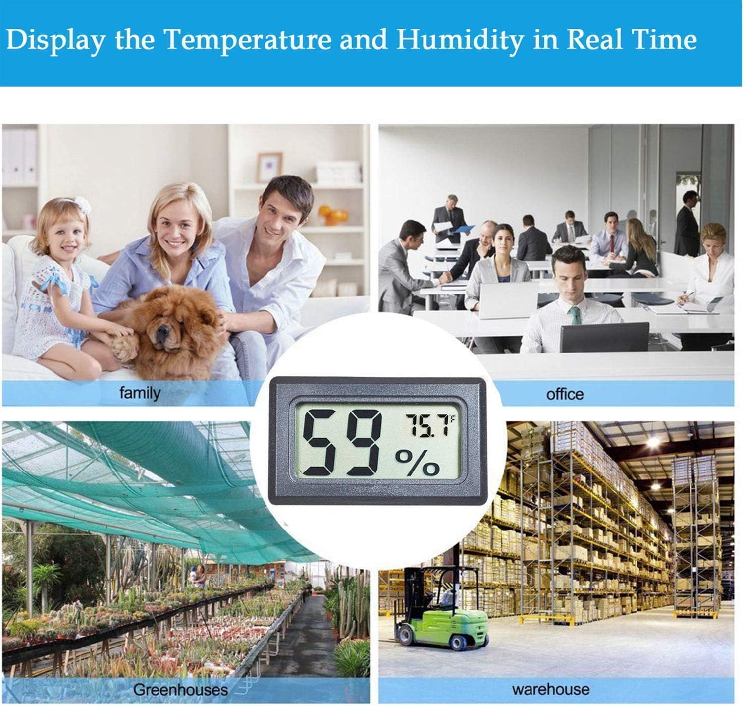 4-Pack Mini Digital Temperature Humidity Meters Gauge Indoor Thermometer Hygrometer LCD Display Fahrenheit (℉) for Reptile Tank,Jars,Guitar Case,Greenhouse, Garden, Cellar, Fridge, Closet - Image 6