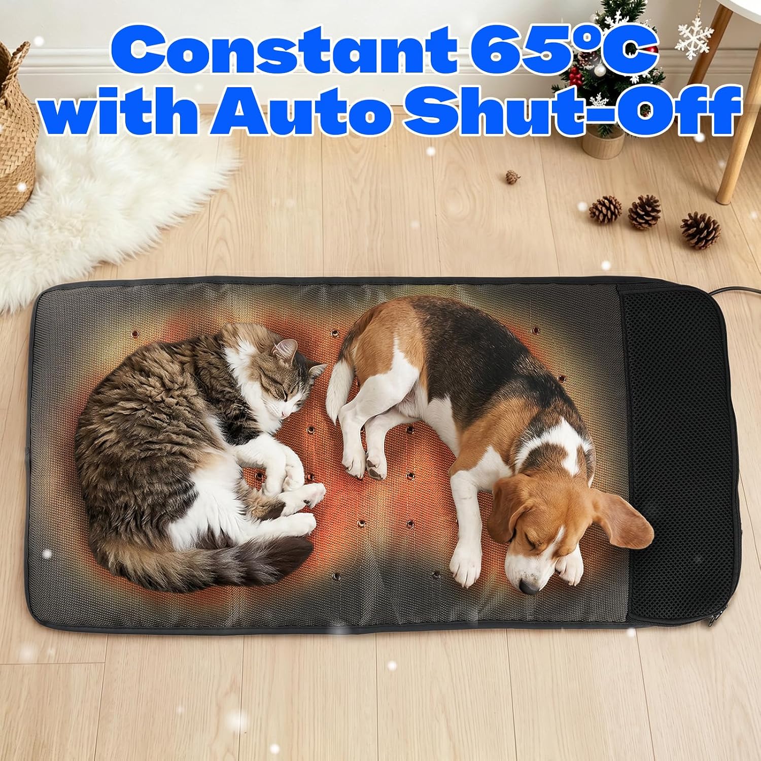 Electric Pet Cooling & Heating Pad, 33"x16" Large Dog Ventilated Mat with Fan, Cat Heating Pad, Winter Warm Dog Pad & Cooling Cat Mat for Indoor Pet Beds & Furniture Outdoor Cat Houses, 3 Levels - Image 7