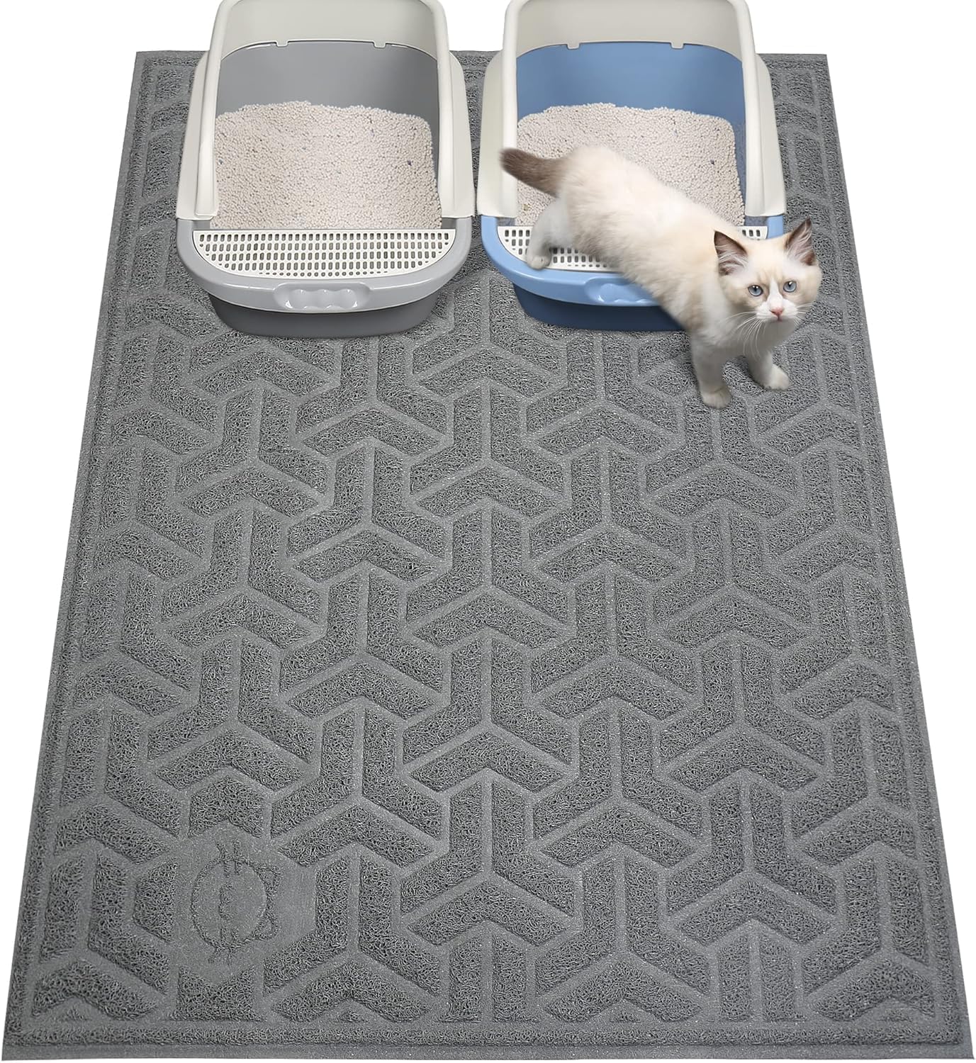 UPSKY Waterproof Cat Litter Mat Large 35" x 47" Soft on Kitty Paws, Gray | Litter Box Mat, Cat Litter Mat Litter Trapping Mat, Waterproof Scatter Control, For Indoor Cats, Easy to Clean