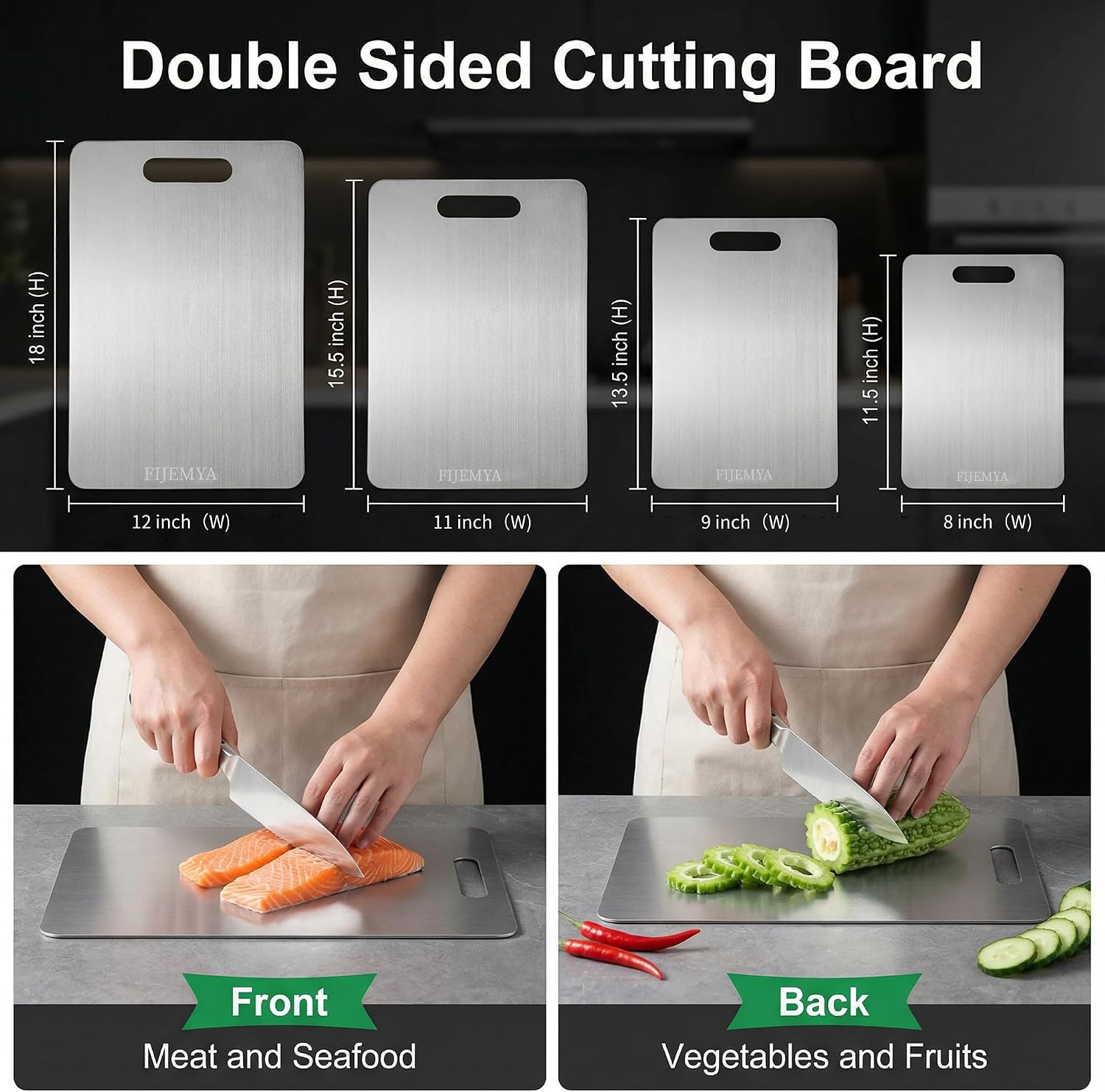 Katuchef Titanium Cutting Board for Kitchen, Pure Katu chef Titanium Cutting Boards, Double Sided Non Toxic Chopping Board for Cutting Meat Vegetable Fruit,Easy to Clean(S+XL) - Image 7