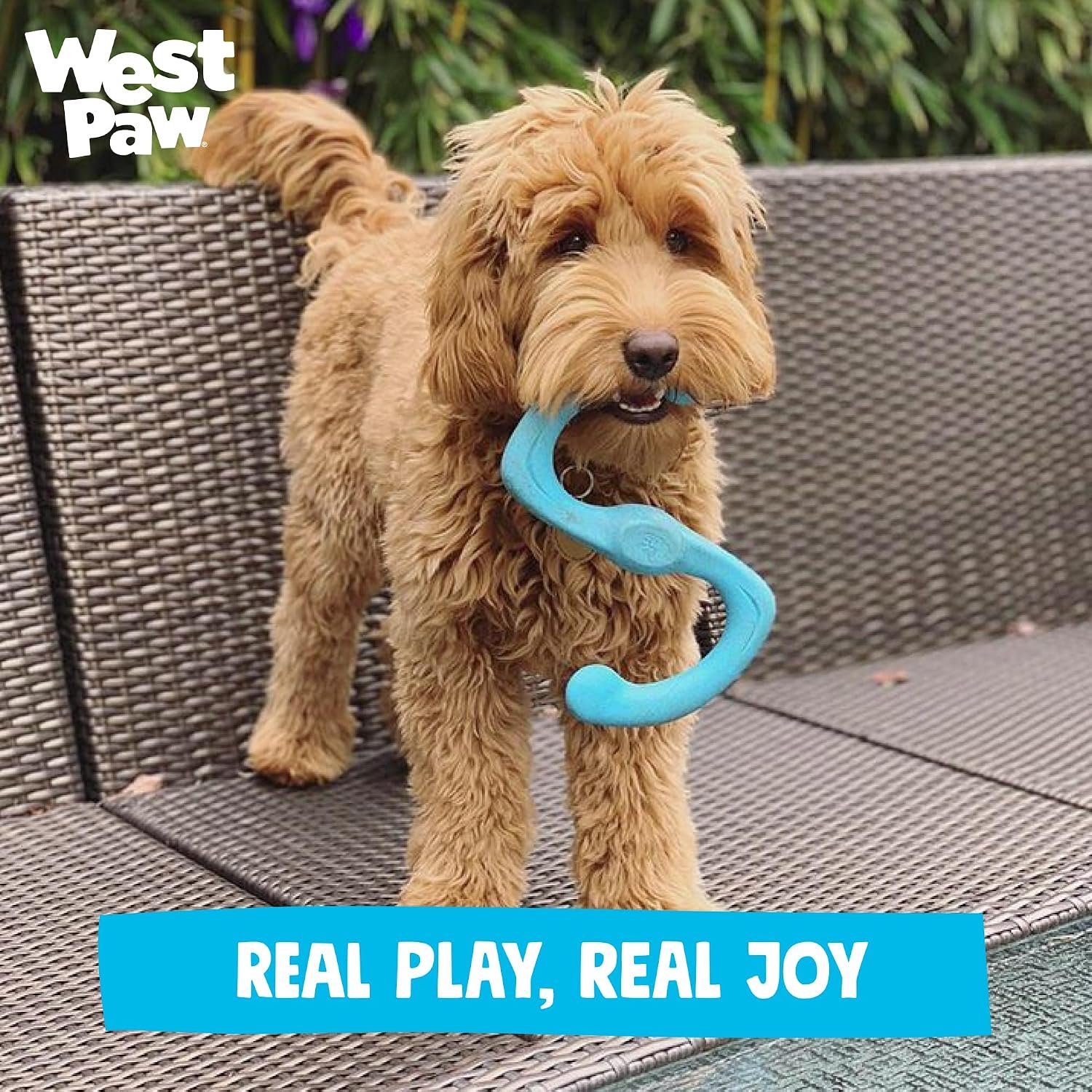 West Paw Zogoflex Bumi Dog Tug Toy – S-Shaped, Lightweight Chew Toys for Fetch, Play, Pet Exercise – Tug of War Soft Flinging Squishy Chewy Toy for Dogs – Guaranteed, Latex-Free, Large 9.5", Aqua Blue - Image 8