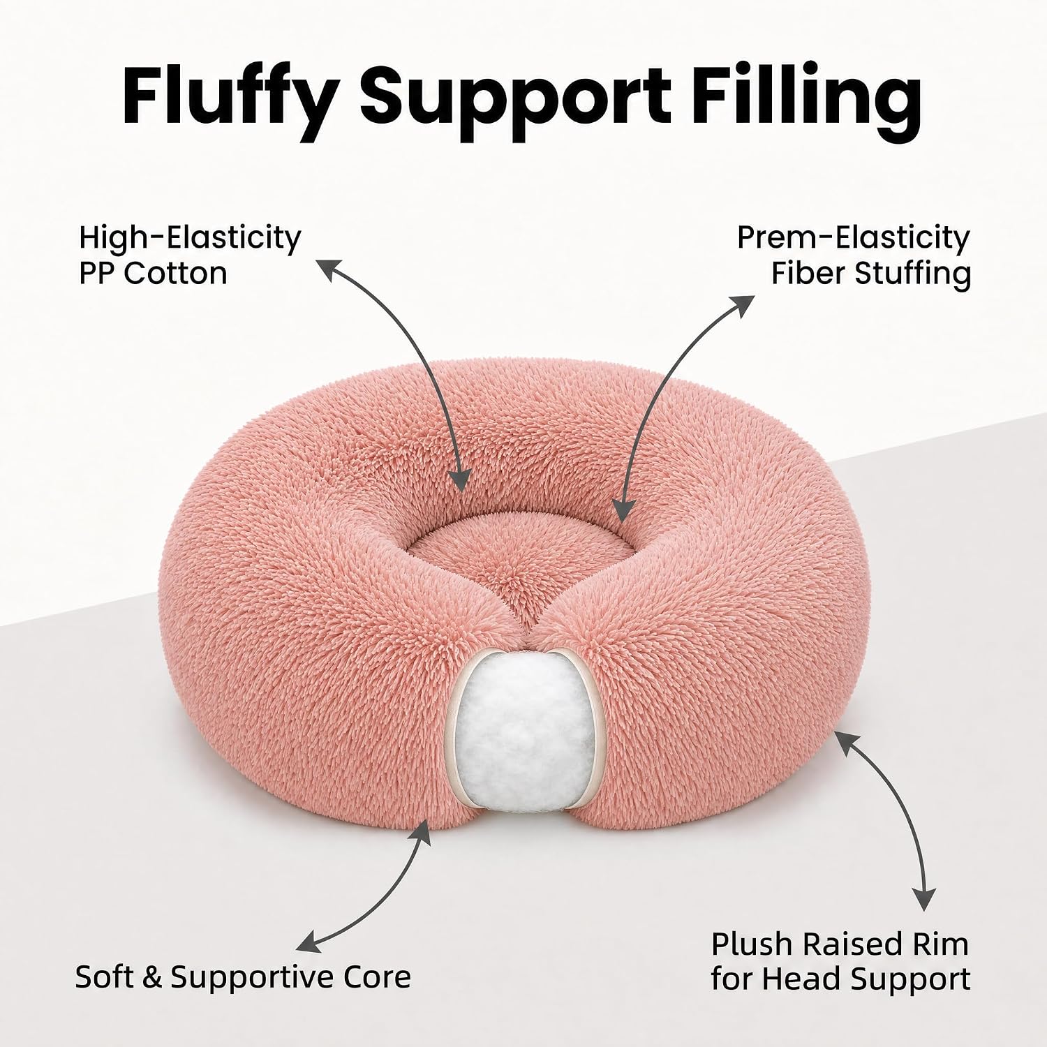 Guinea Pig Bed for Small Animal for Dwarf Rabbits/Hamster/Hedgehog/Ferrets | 11.8 Inch Small Animal Beds Washable,Hideout Soft & Comfortable Donut Bed,Pink - Image 5